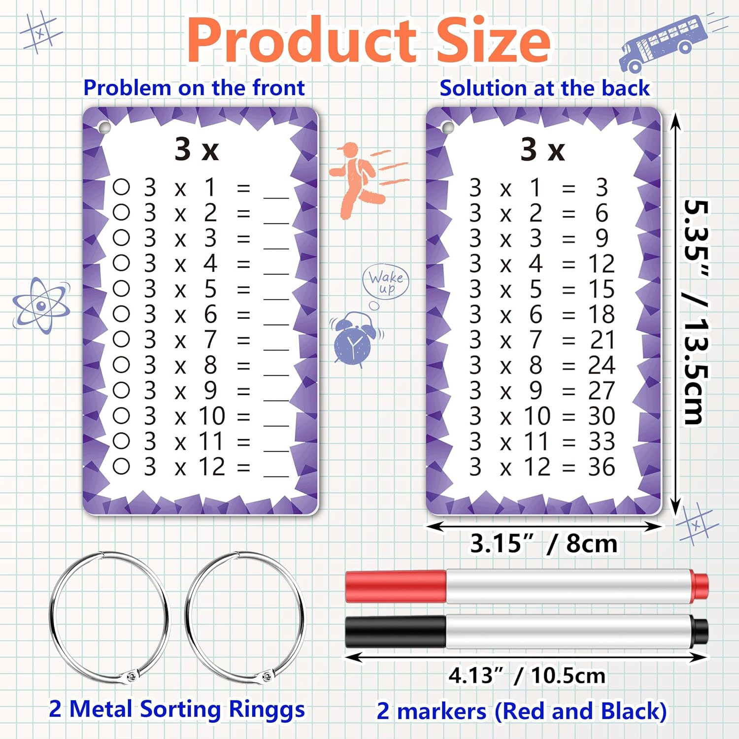 1 Set of 13 Multiplication Flashcard Math Game Times Table Flash Cardstock with