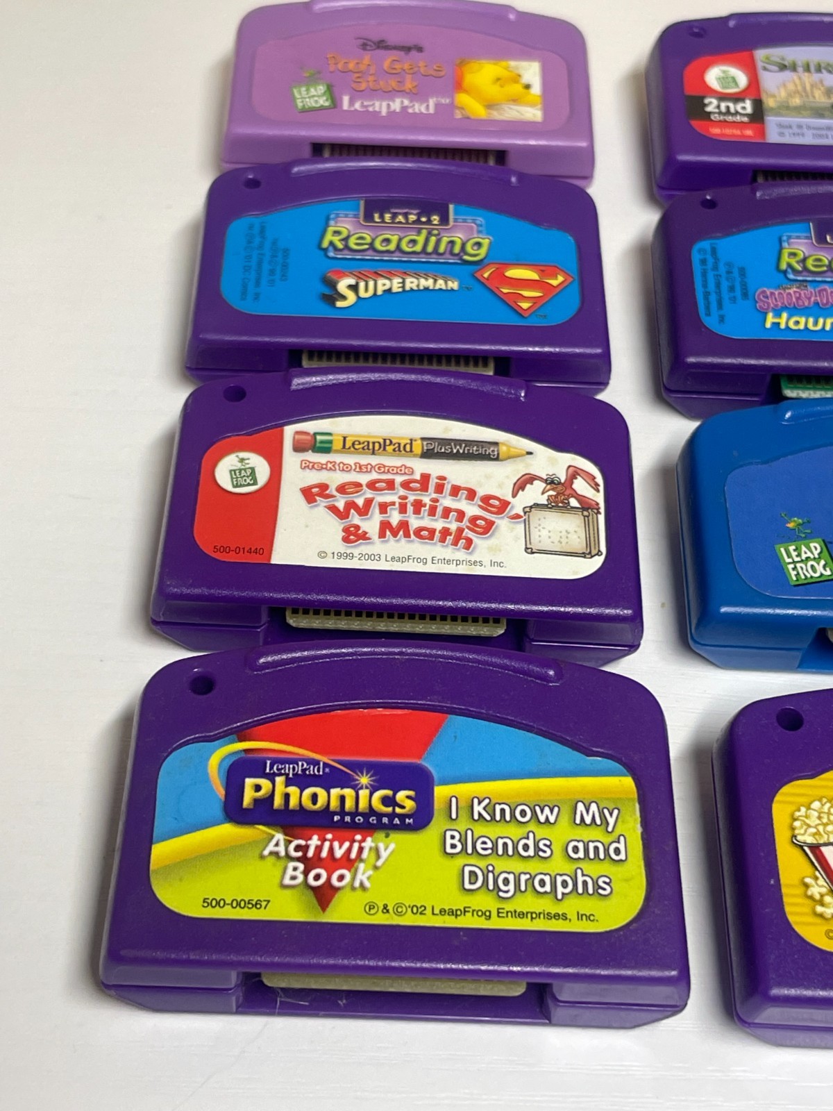 LeapFrog LeapPad Cartridge Lot 12 Pooh Shrek 2 Superman Scooby Spongebob