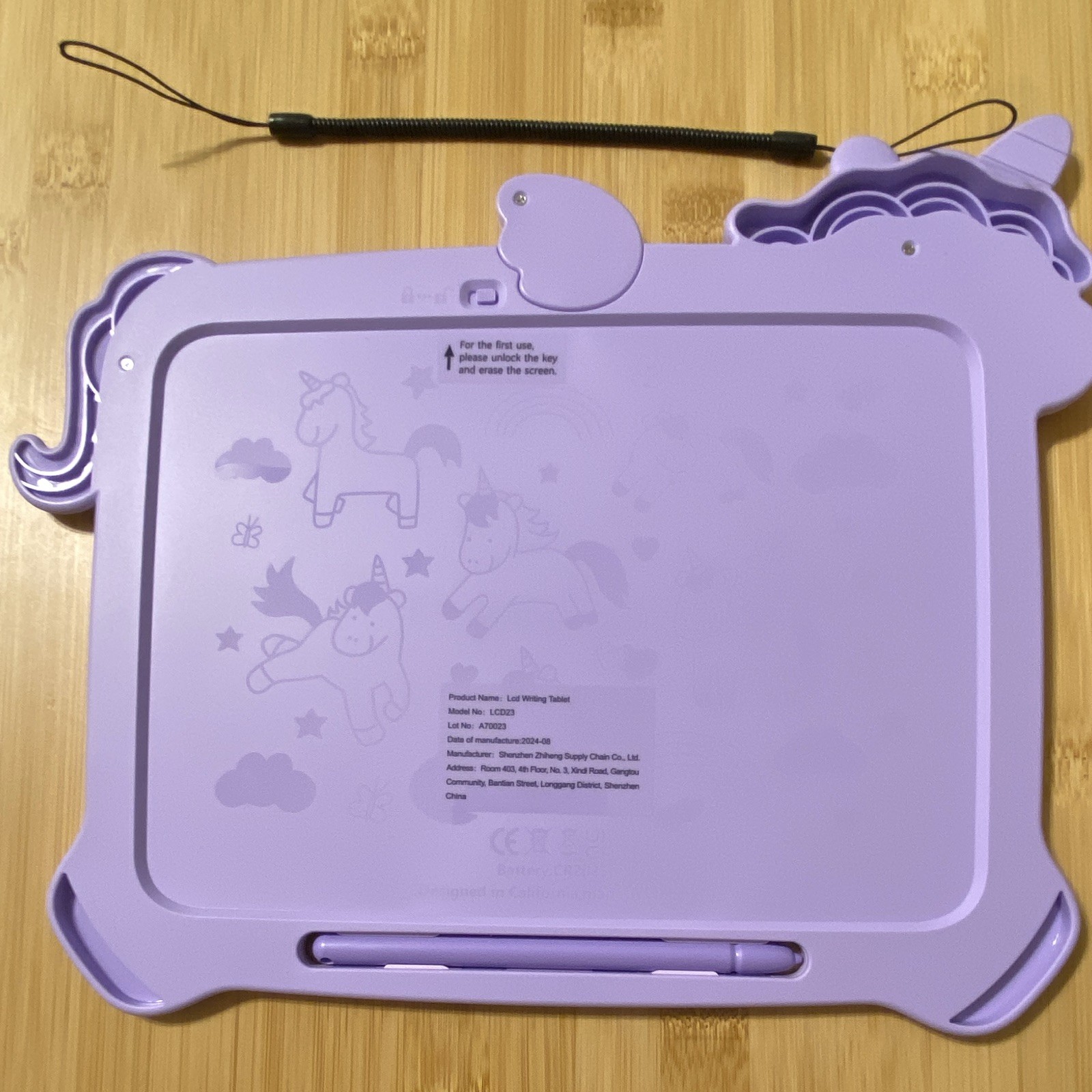 Unicorn LCD Writing Tablet 8.5in Purple Kids Drawing Board w/ Stylus LCD23