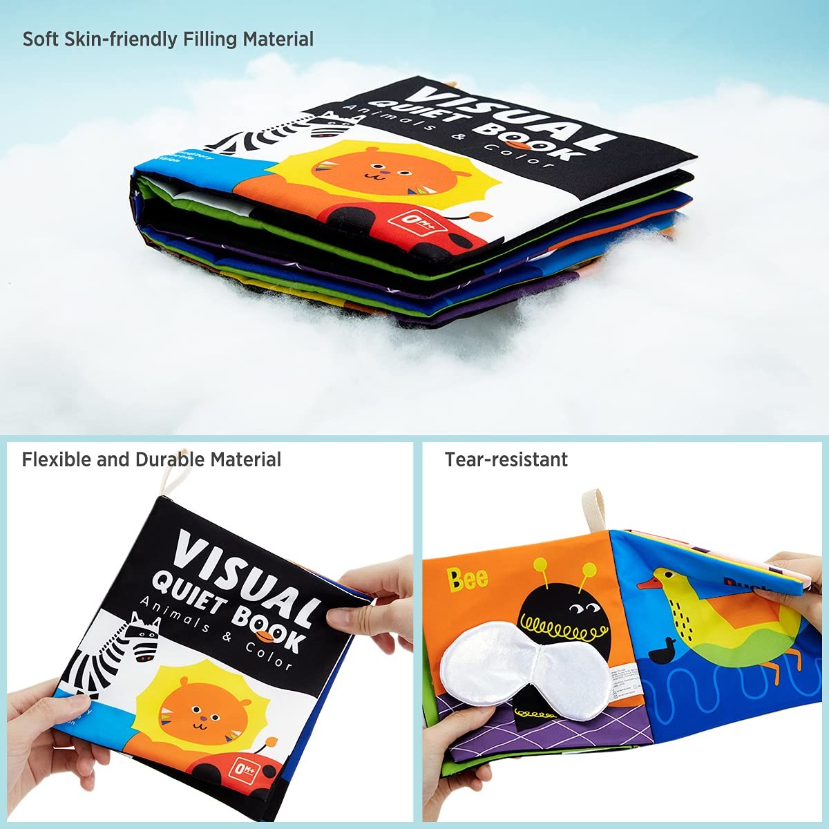 beiens Soft Baby Books – High Contrast Black & White Touch Small, Black,white