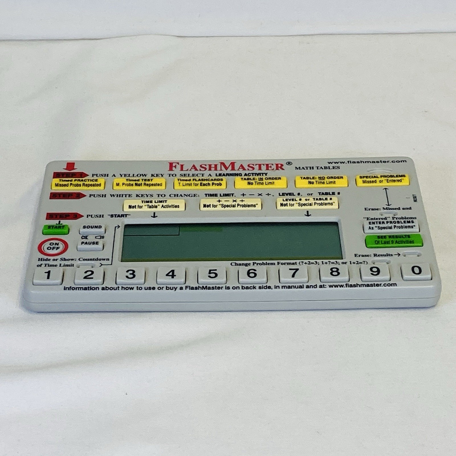 FlashMaster MT1A Electronic Learning Tool Math Tables With Instruction Manual