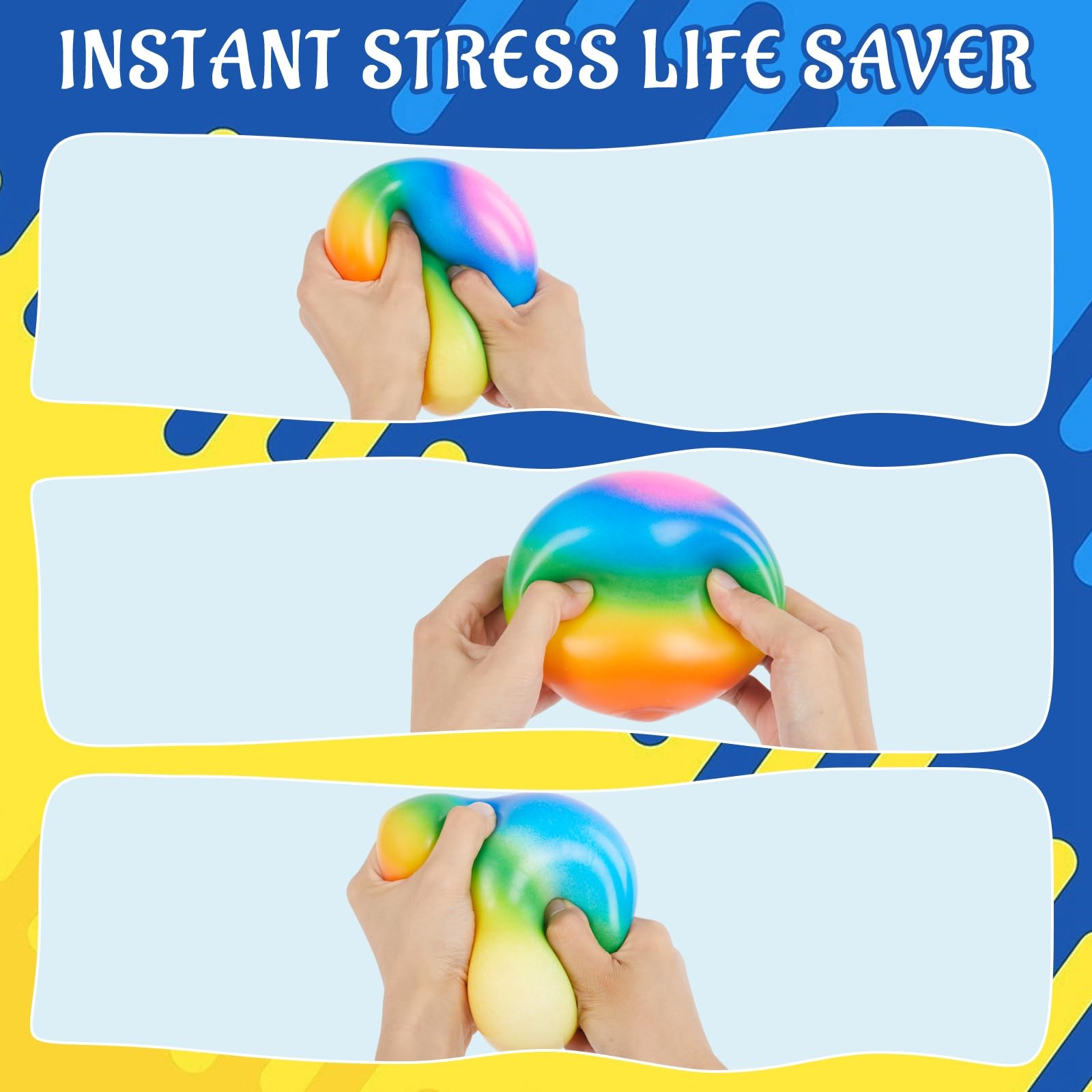 Giant 4-Inch Rainbow Stress Ball -Jumbo Big Squeeze Relief! 1Pack,