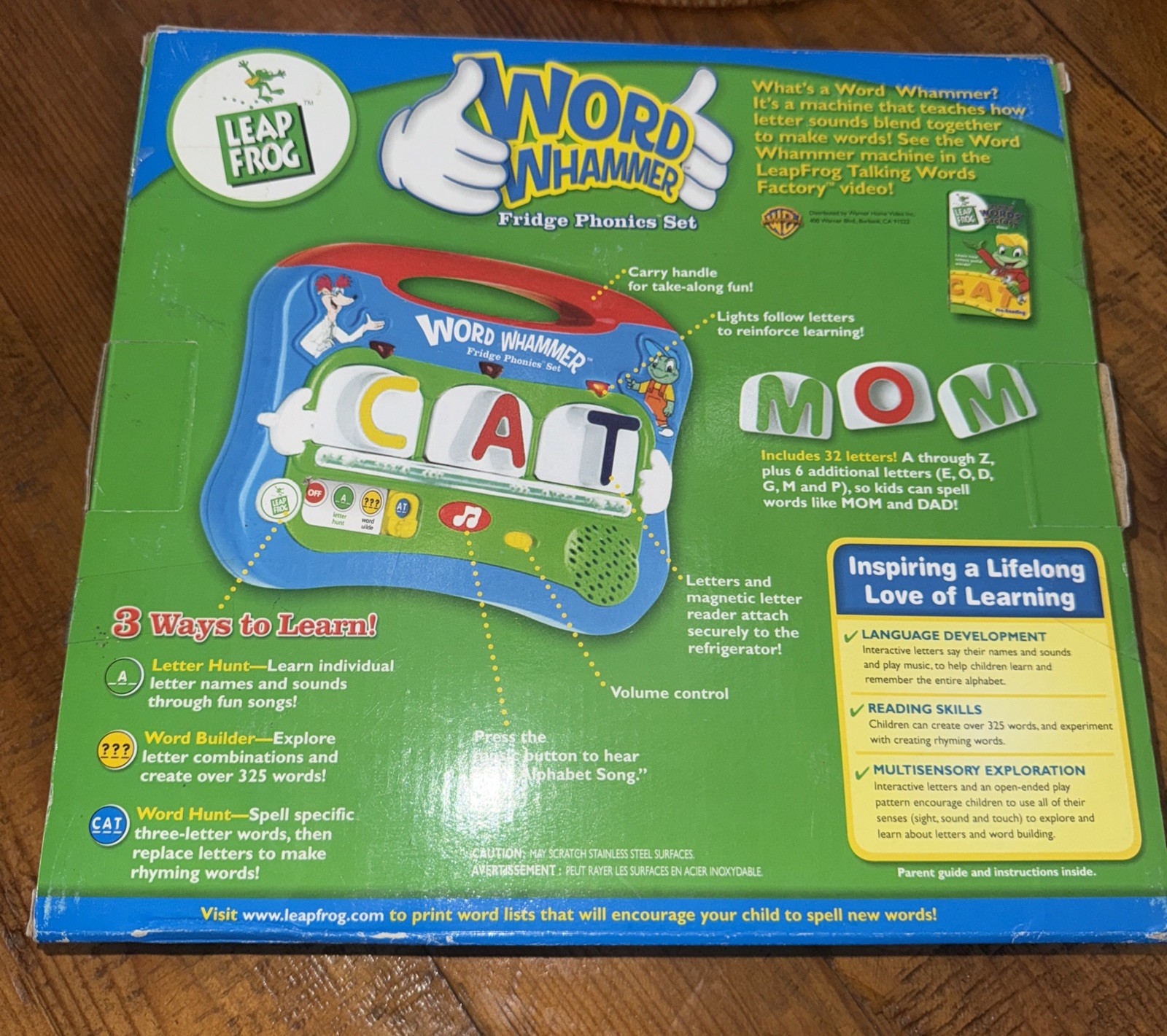 Leap Frog Word Whammer Fridge Phonics Set 32 Magnetic Letters 325 Words Toy