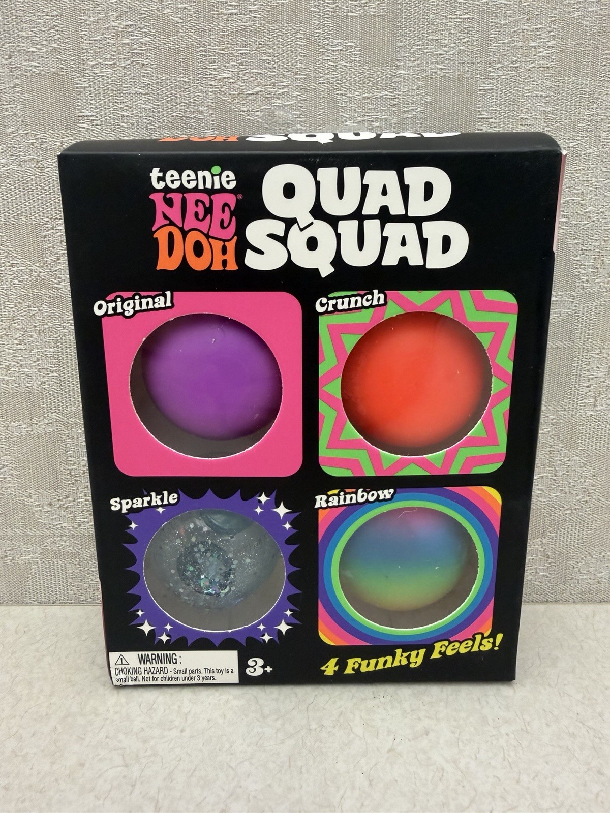 NeeDoh Quad Squad Teenie 4 Pack Mini Crunch Glitter Rainbow- Ships Fast!