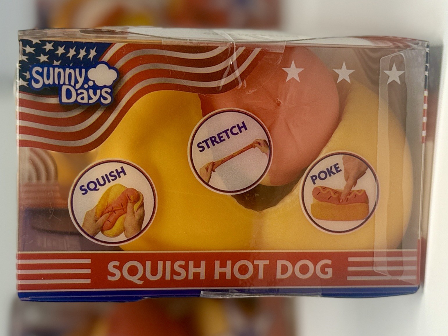 Lot of 3 Sunny Days Viral Squish Hot Dog 2-in-1 Sensory Squeeze Toy NEW