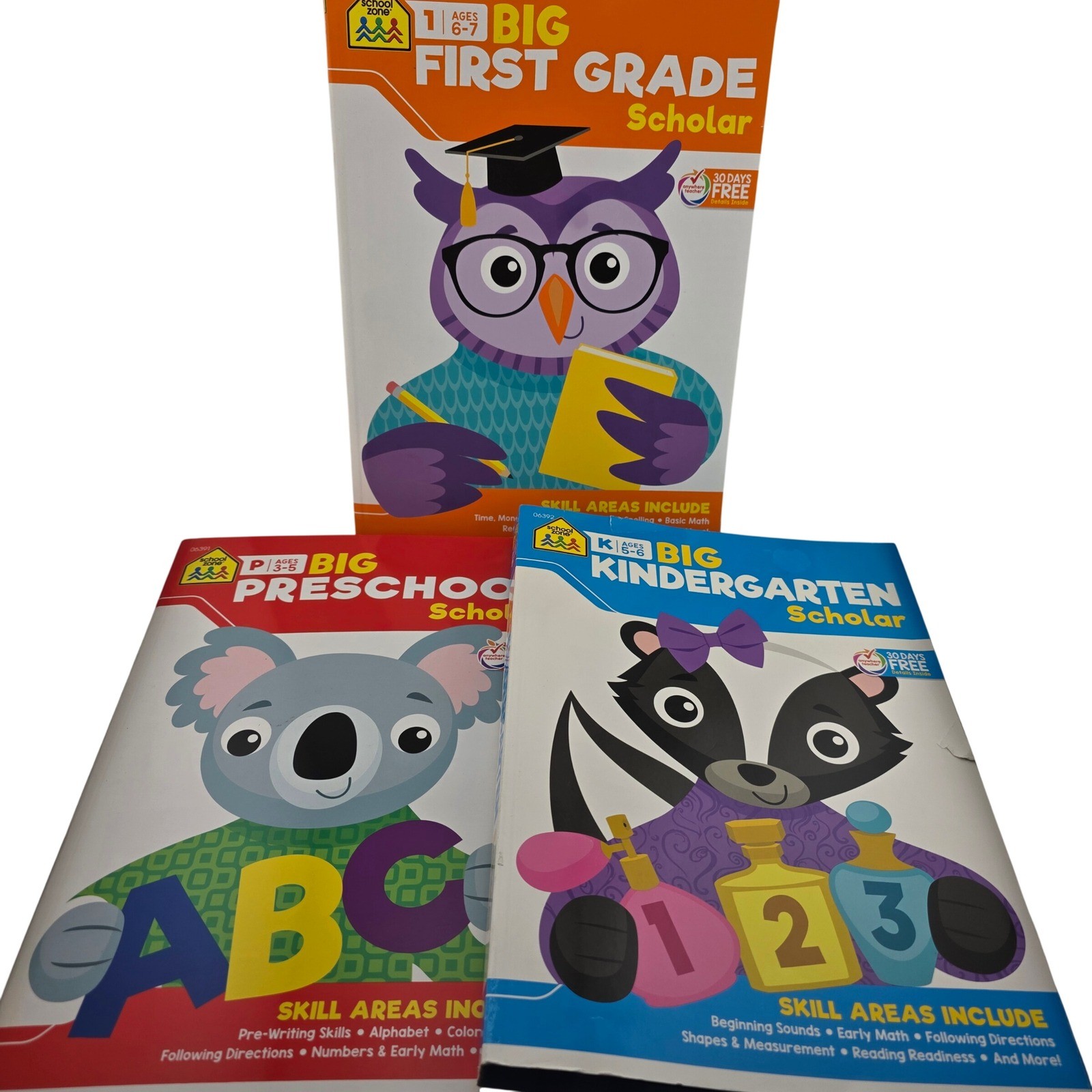 School Zone Big First Grade Preschool Kindergarten Scholar Workbook Set Kids