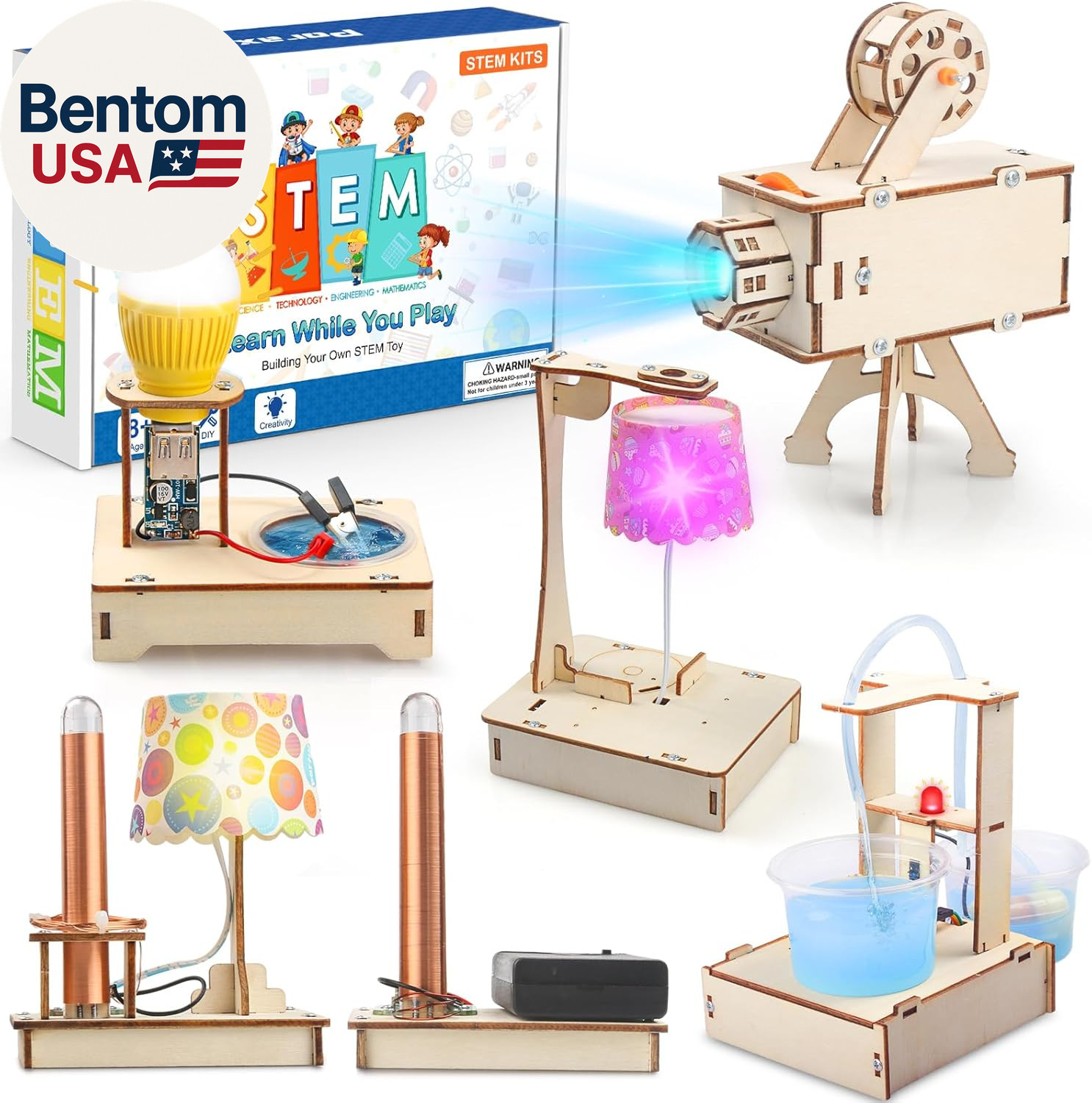 STEM Science Kits for Kids Ages 8-10-12, 5 Set 3D Wooden Puzzles, Toys for Ages