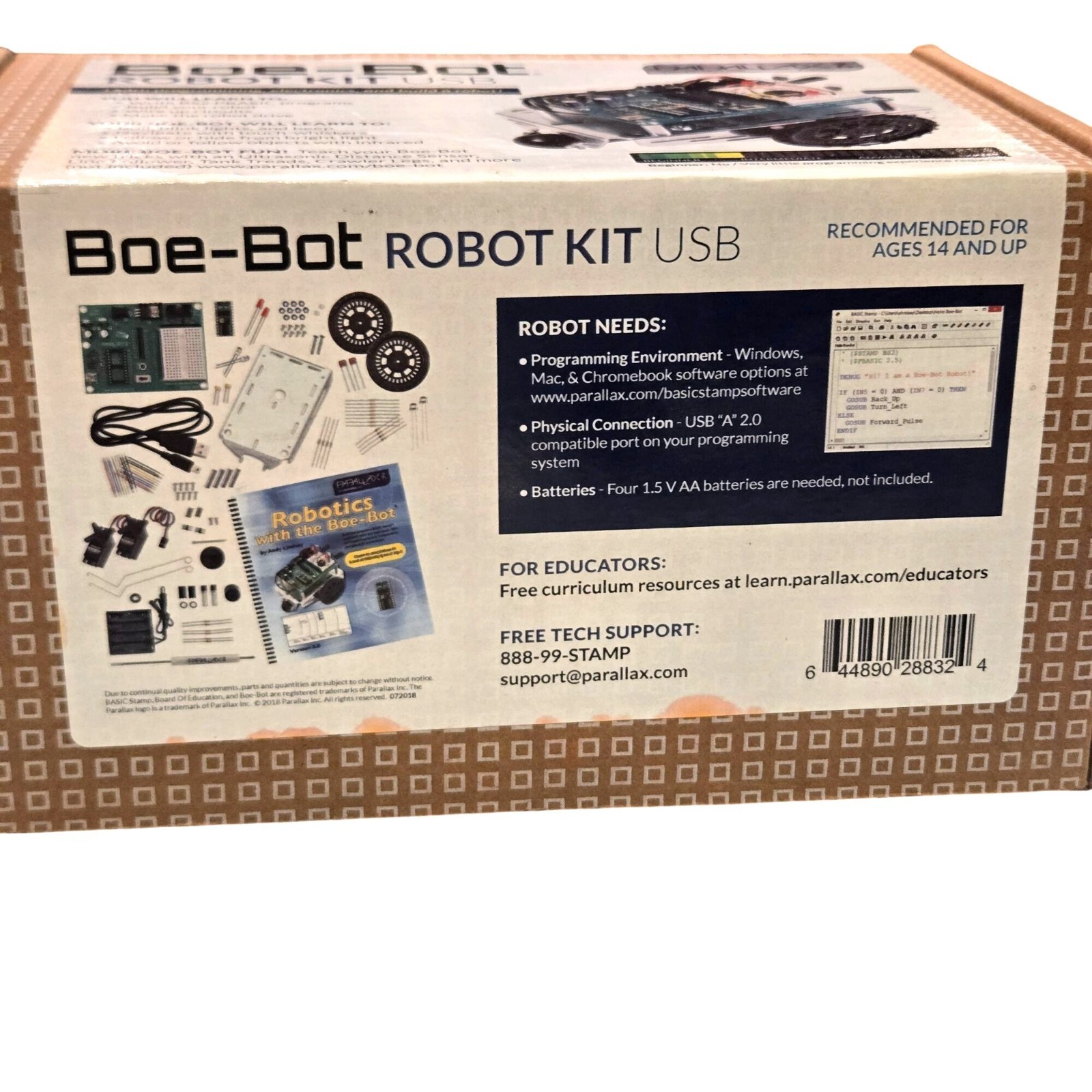 Parallax Boe-Bot Robot Kit USB #28832 Building Set *Incomplete