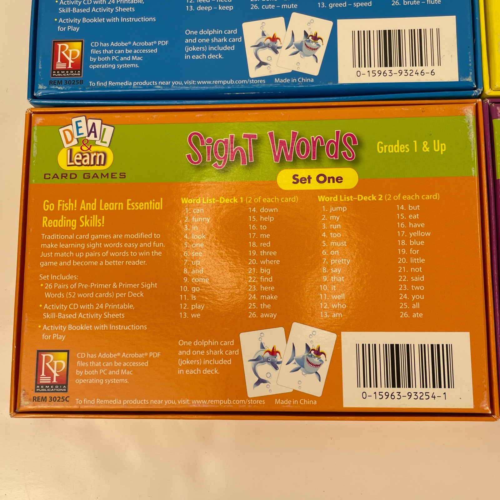 4 Deal & Learn Card Games Rhyming, Opposite & Sight Words + Activity CDs Remedia