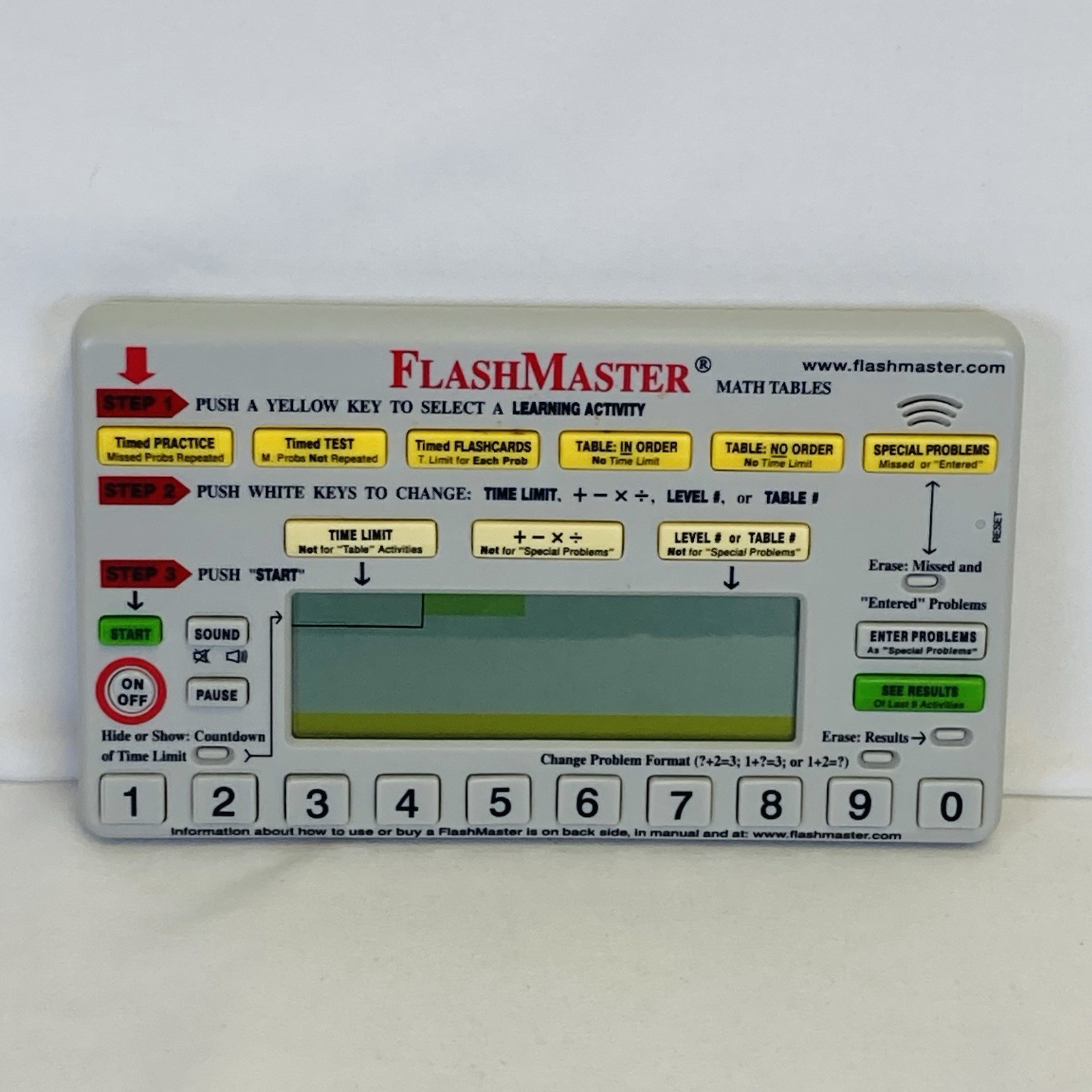 FlashMaster MT1A Electronic Learning Tool Math Tables With Instruction Manual
