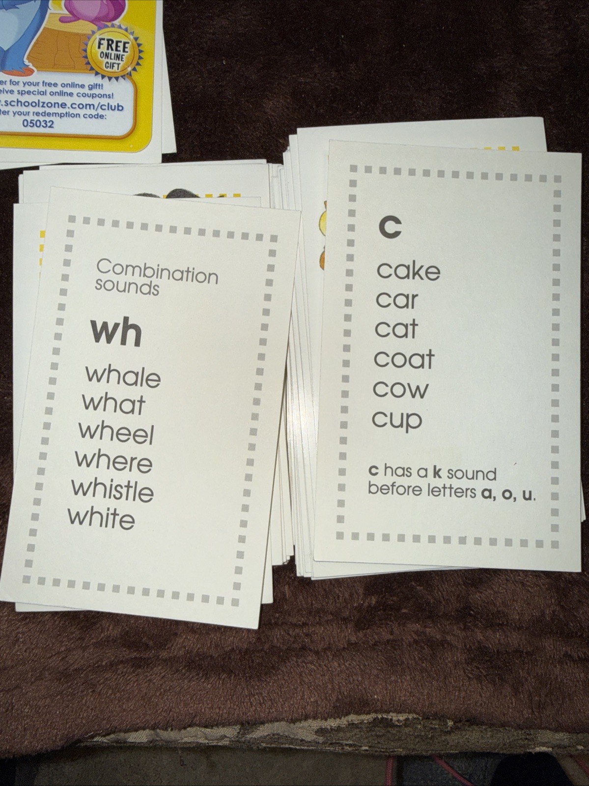 School Zone Flash Cards Phonics Made Easy Words/Pictures/Game Home School Used