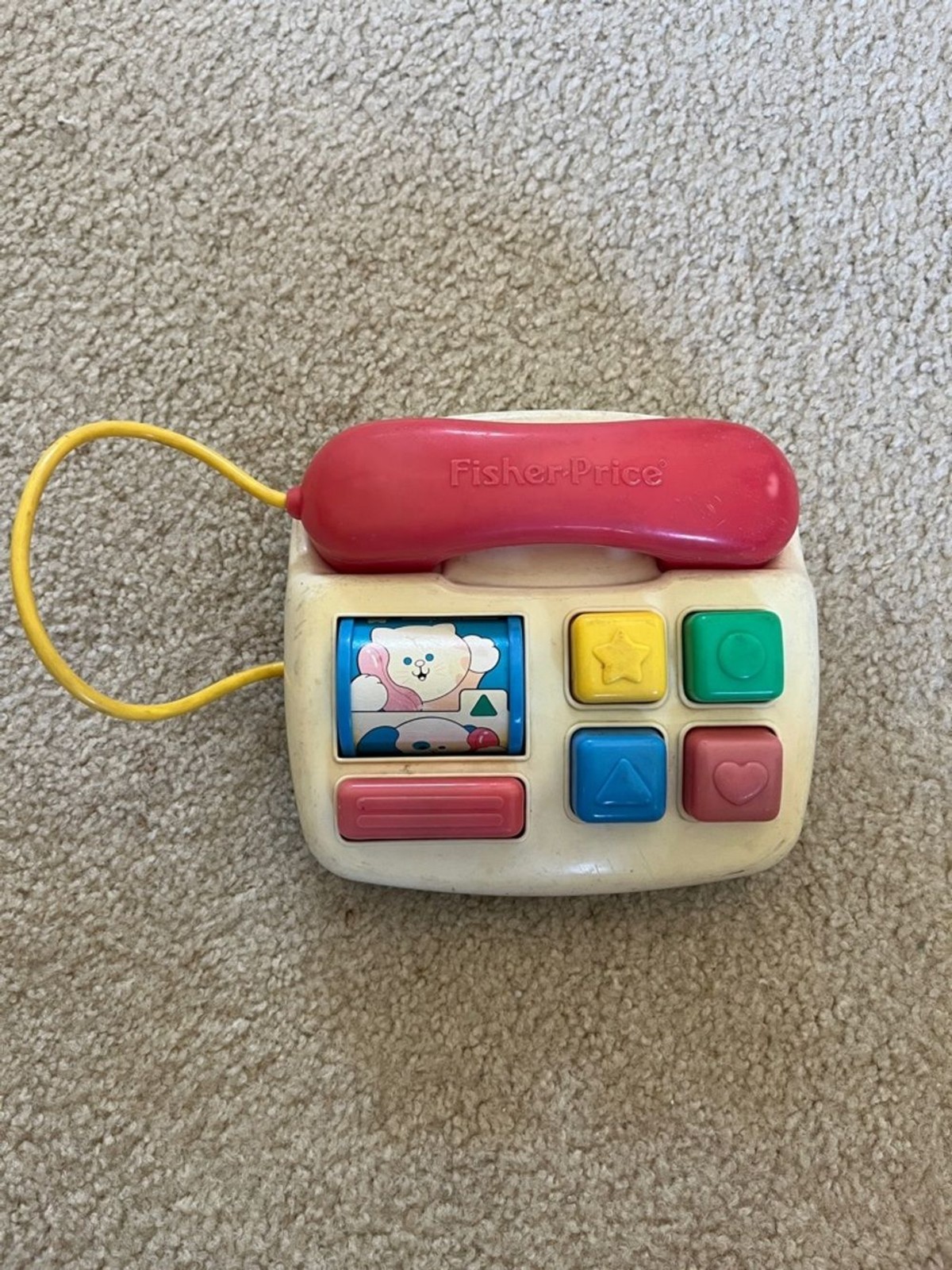 Vintage Fisher-Price Kids Toy Phone – Pink Handle with Multicolor Buttons