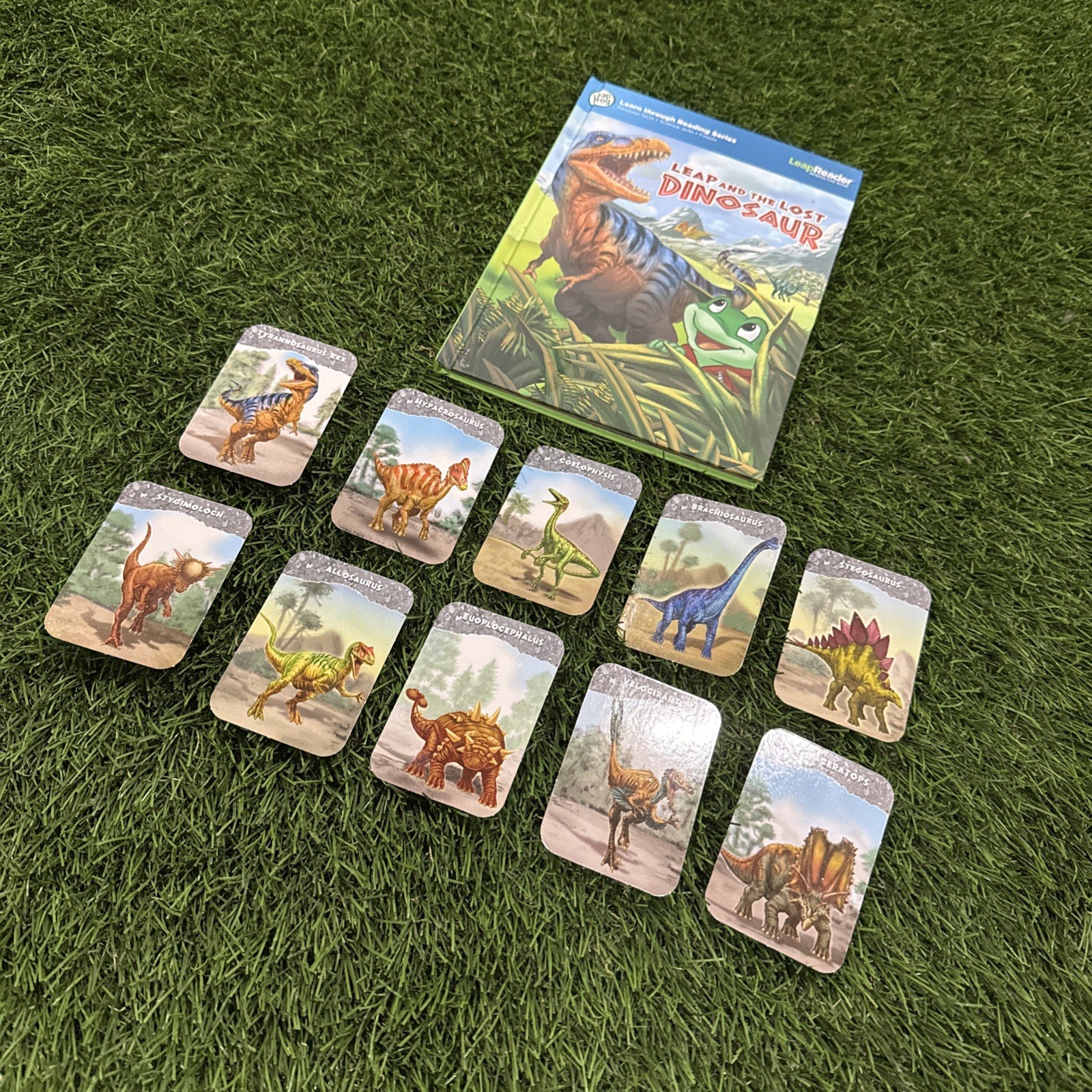LeapFrog Tag, LeapReader book — LEAP AND THE LOST DINOSAUR 🦖 with 10 cards