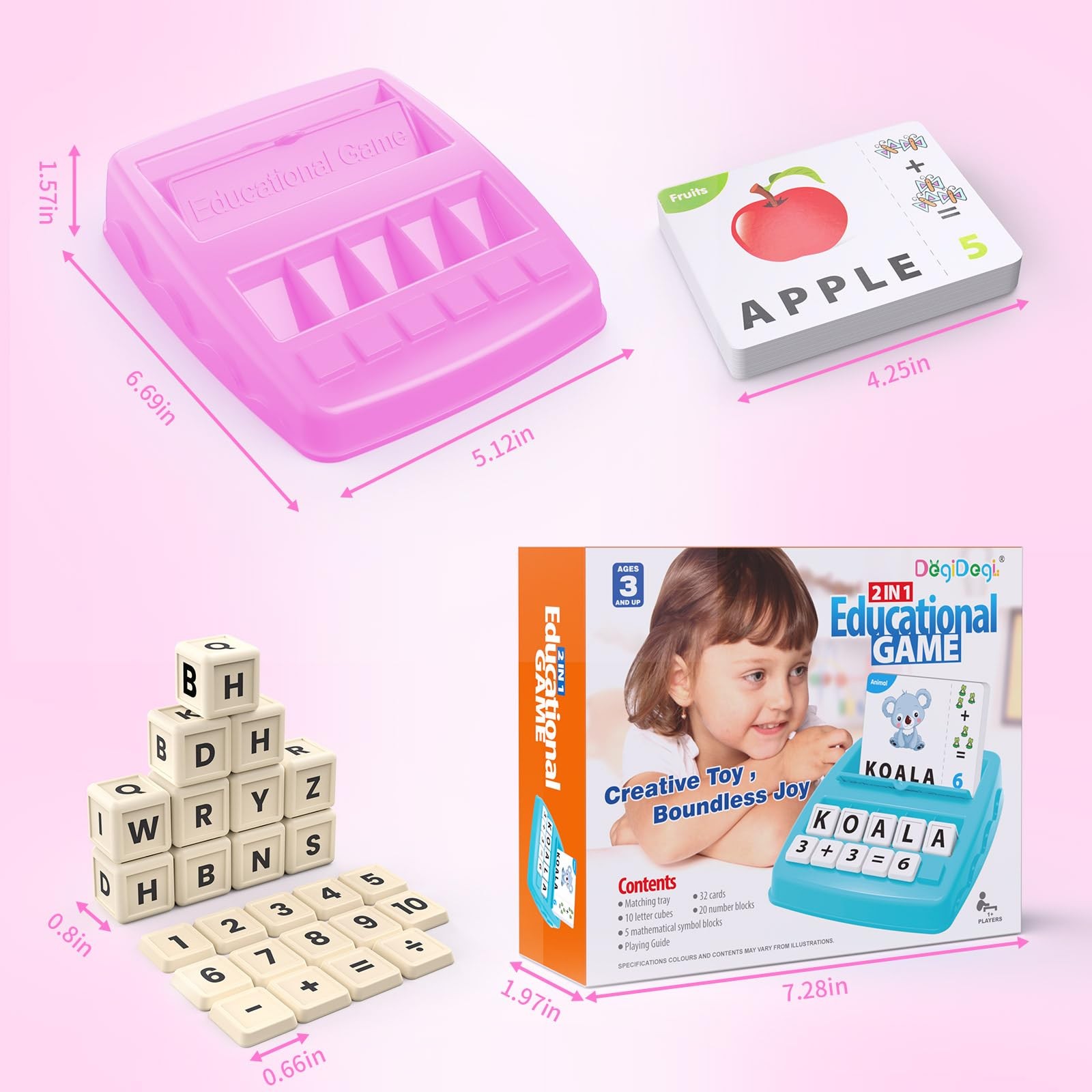 Educational Toys for Kids Ages 3-8, Matching Letter Spelling Game ABC Learning,