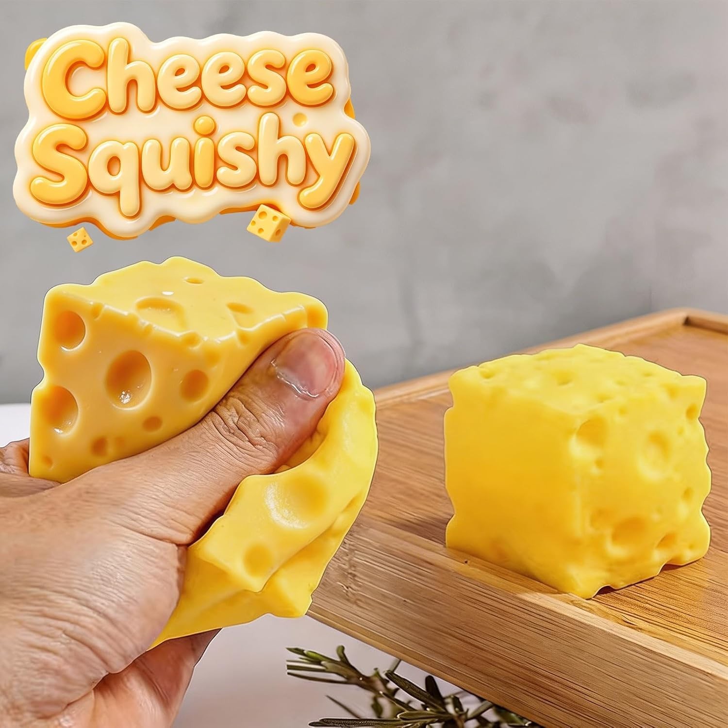 Cheese Squishy Stress Relief Original Sensory Food Yellow-1pc