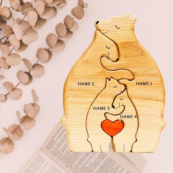 Personalized Bear Family Wooden Puzzle Toy Family Of Bears, Educational Toy DIY