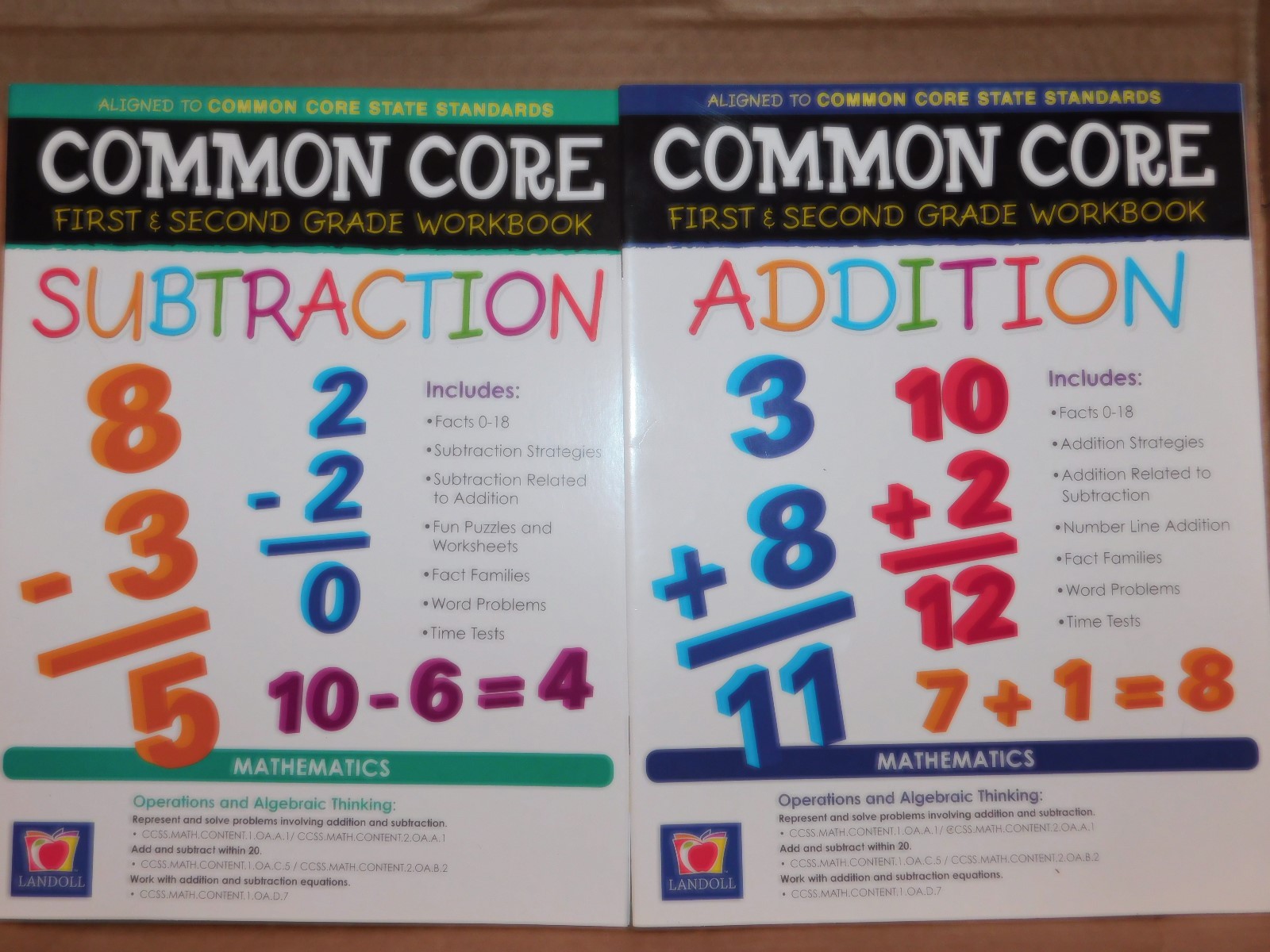 Grade 1 & 2 Math Addition & Subtraction TWO Workbooks