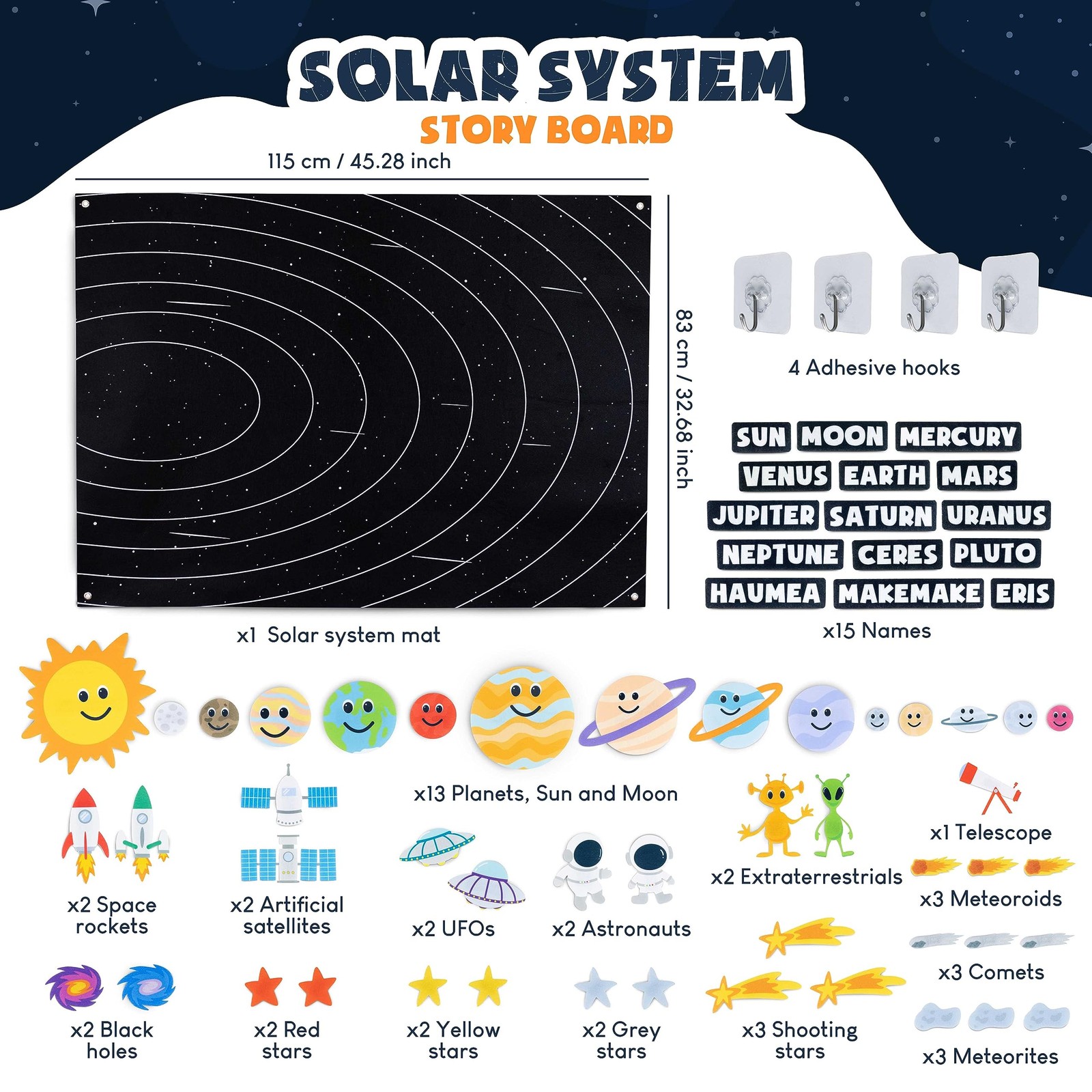 Solar System for Kids Toys with 61 Felt Figures. Space Montessori Toys, Girls…