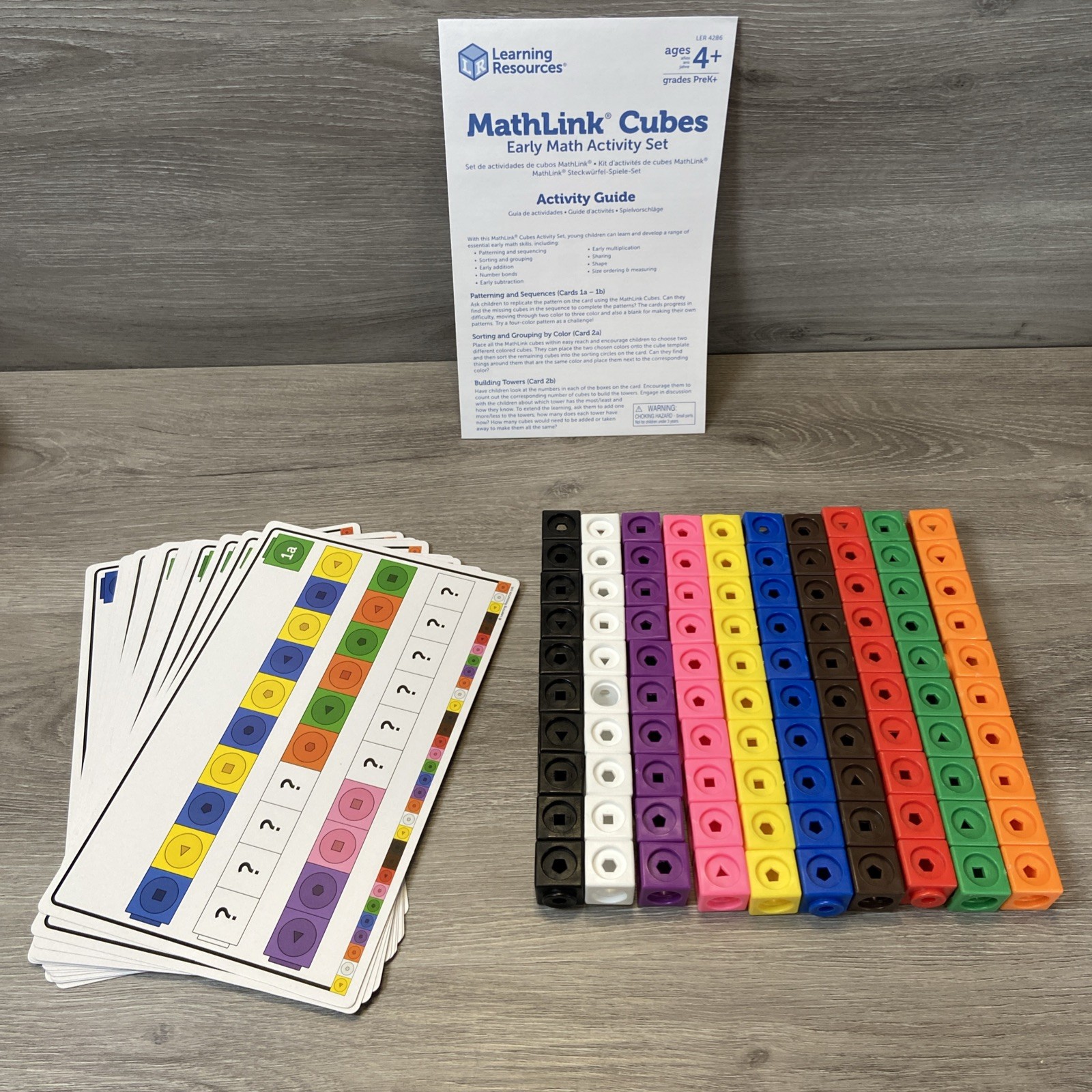 Learning Resources MathLink Cubes 115 pcs Math Activity Set Counting Linking 4+