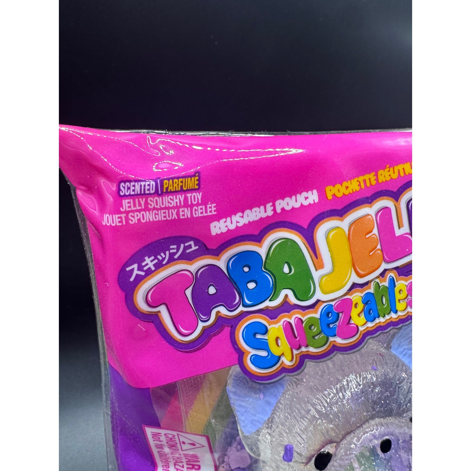 Taba Jelly Squeezables Scented Jelly Squishy Toy Clear Glitter Animal with Pouch