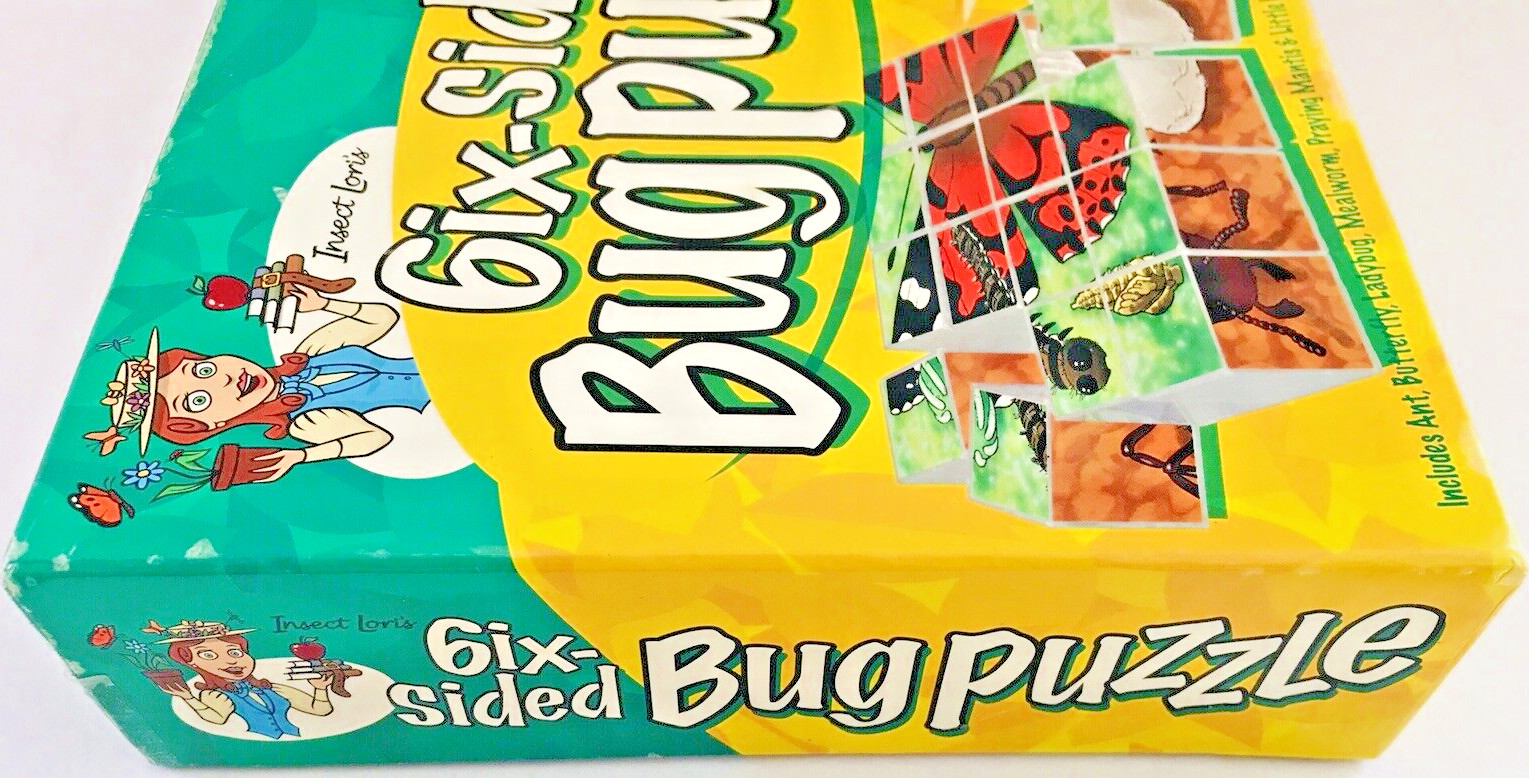 6 Bug Puzzles Insect Lore 16 Plastic Six-Sided Cubes with Instructions