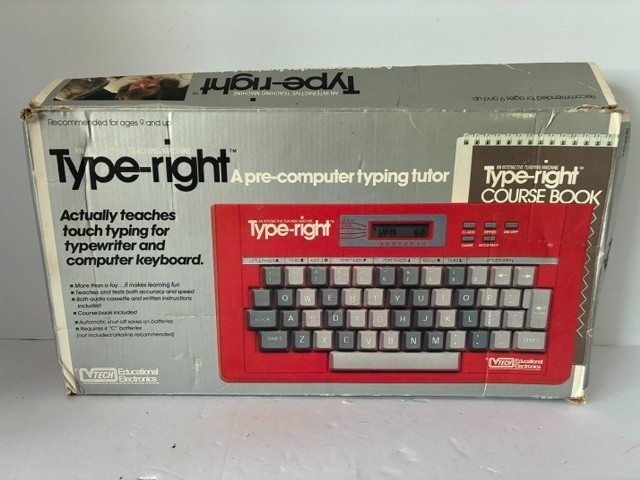 VTech Type-Right Pre-Computer Typing Tutor 1985 w/Box & Course Book – Parts Only
