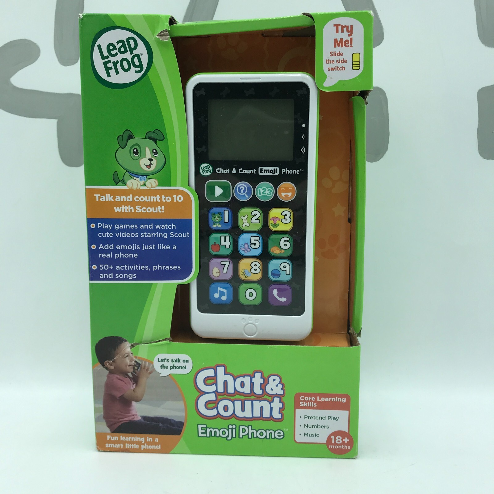 LeapFrog Chat and Count Emoji Phone, Green New Damaged Box
