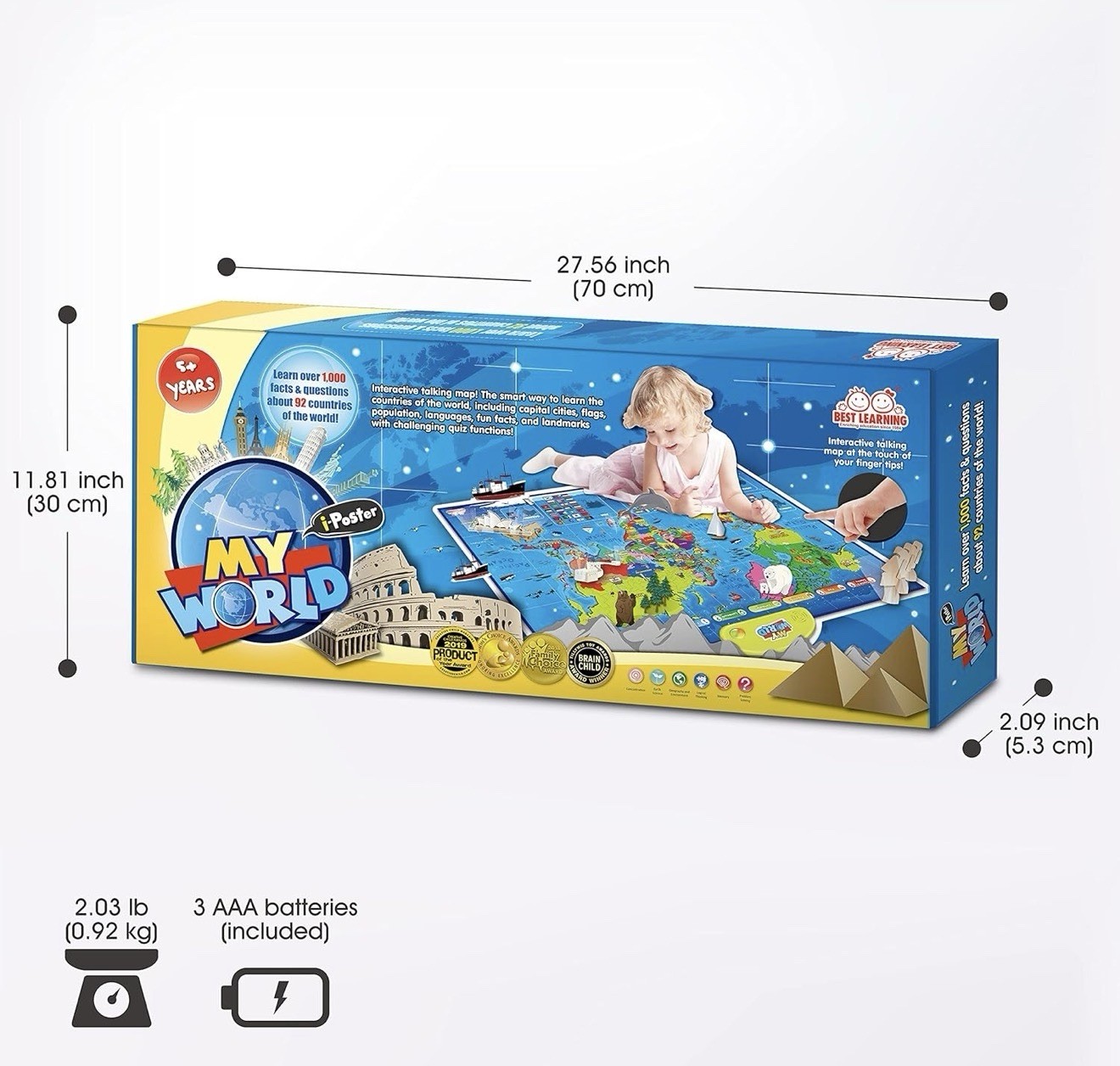 BEST LEARNING i-Poster My World – Interactive Talking World Map Kids Ages 5-12