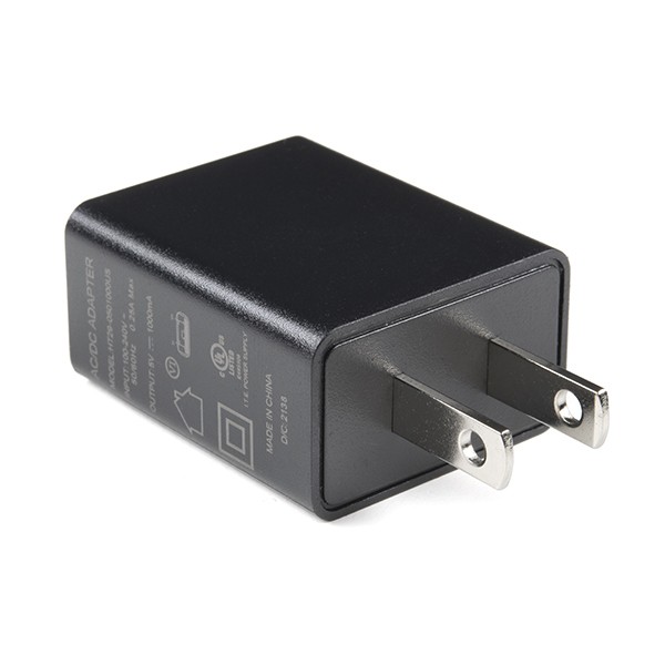 [ SparkFun TOL-11456 ] USB Wall Charger – 5V, 1A (Black)
