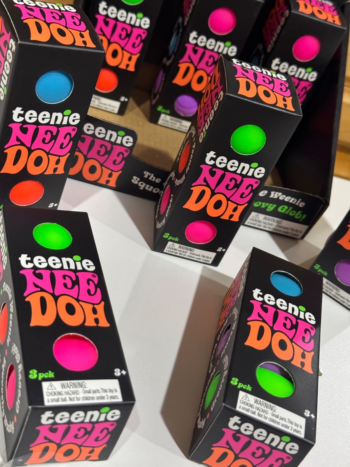 Nee Doh Teenie Groovy Glob Squeeze Toys 3 Pack, Assorted Colors, Ages 3+