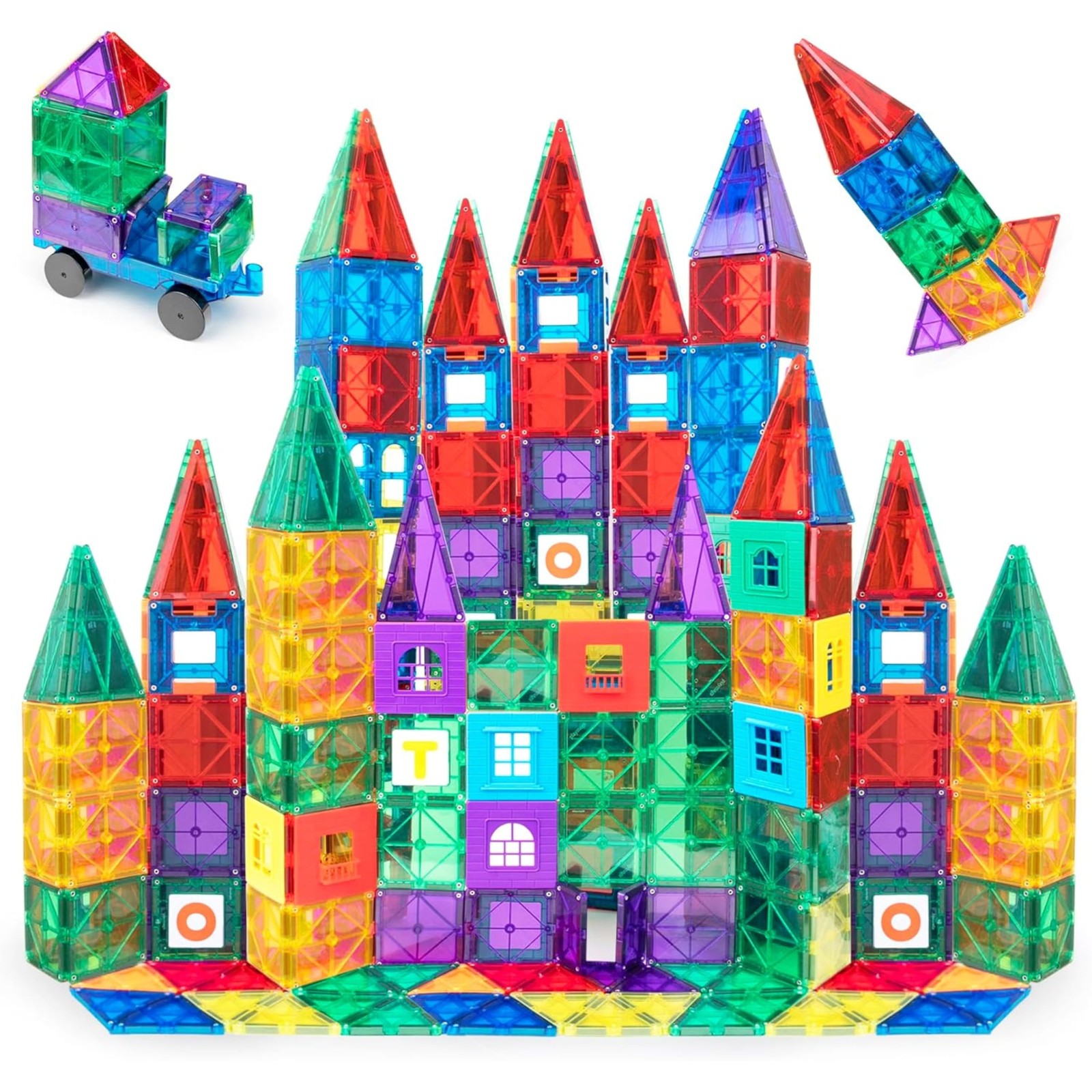 Playmags Magnetic Tiles for Kids 150-Piece Set, 2. Multicolor