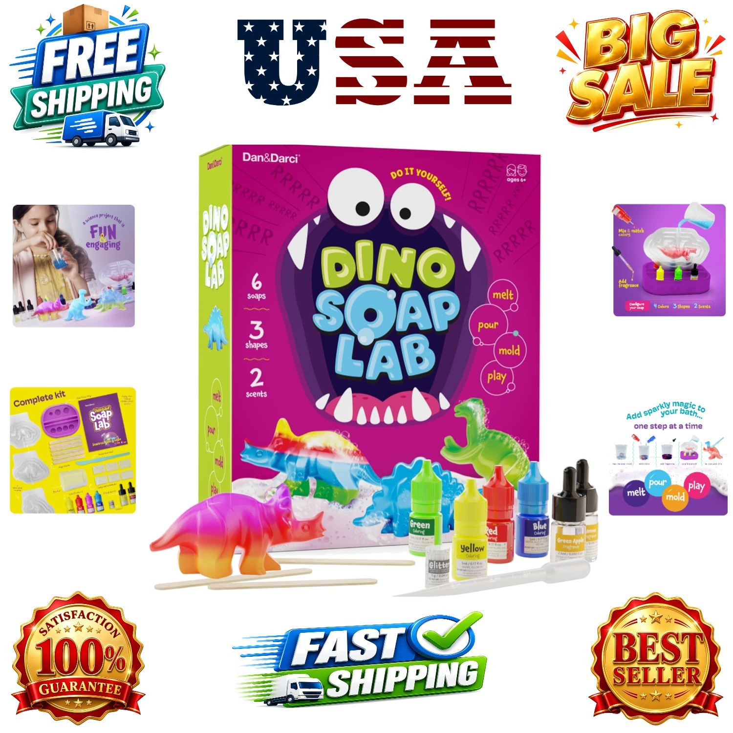 Dino Soap Making Kit for Kids, Dinosaur Science Toys Kits, Gifts for Kid All …