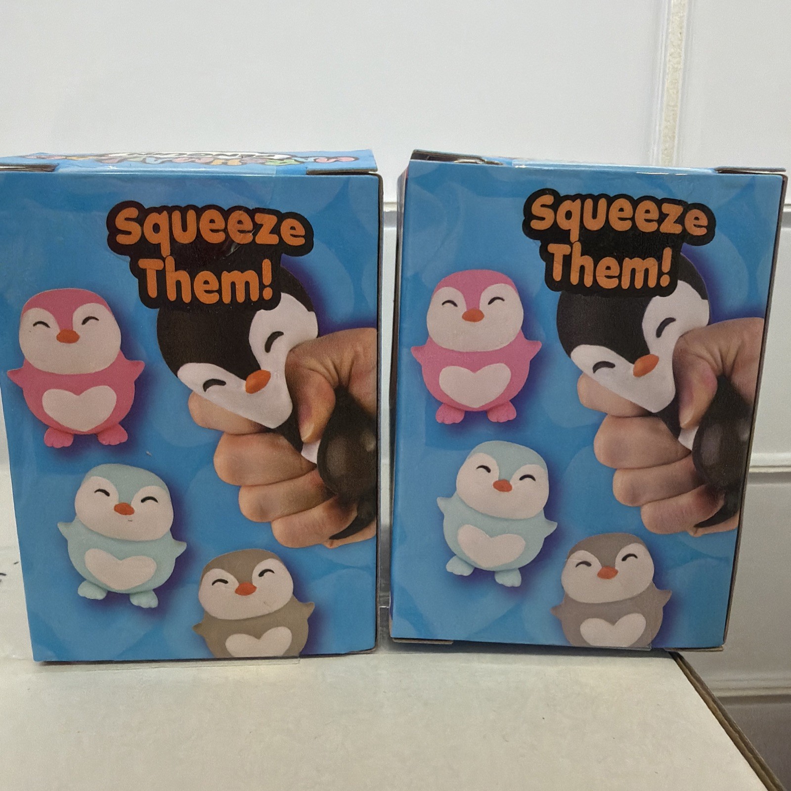 Marshmallow penguin The Toy Network Squishy Stress Fidget SET OF 2 PINK & GRAY