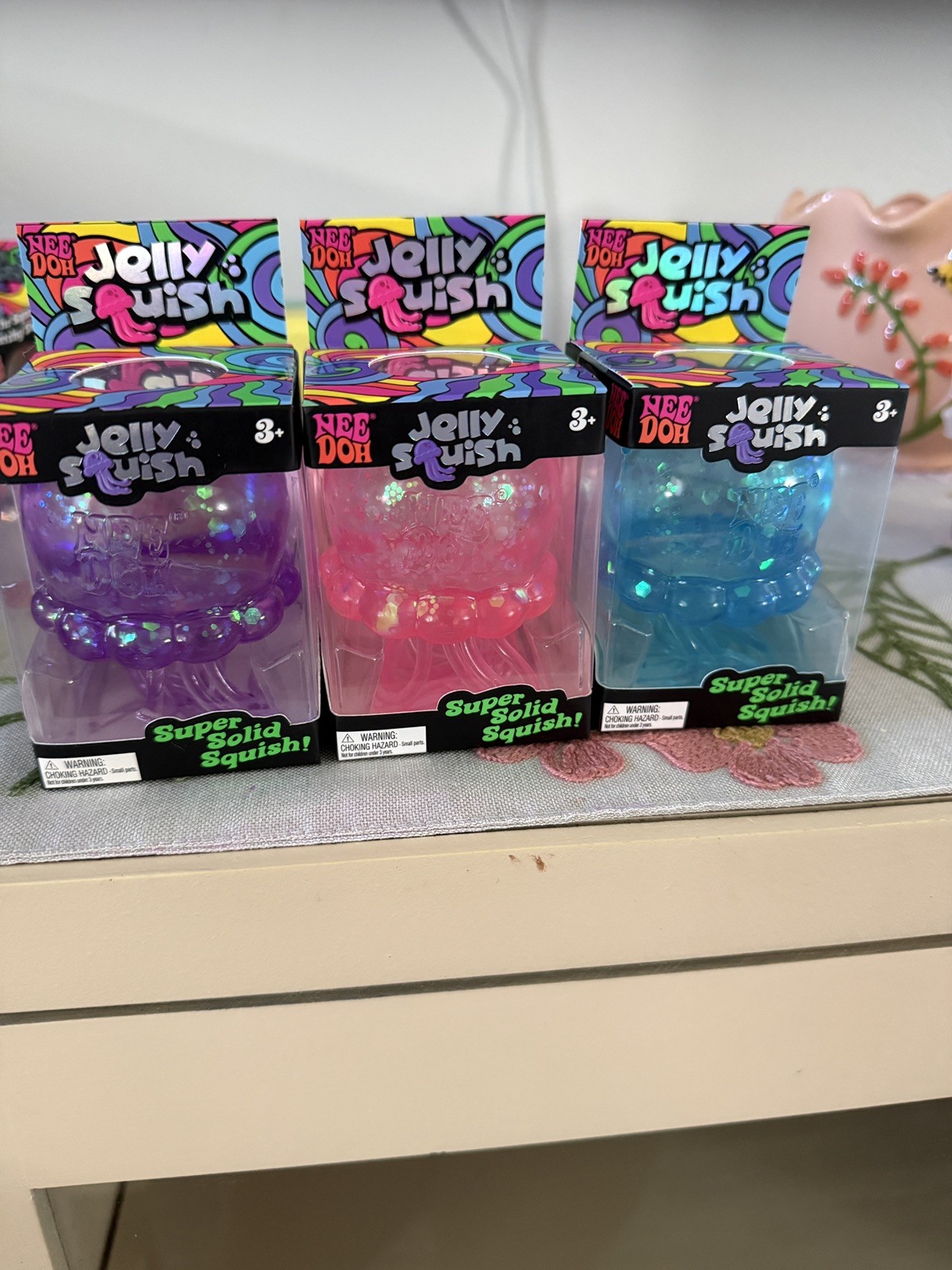 Authentic NeeDoh Pink, Blue, Purple Jelly Squish Jellyfish Fidget Sensory Toy
