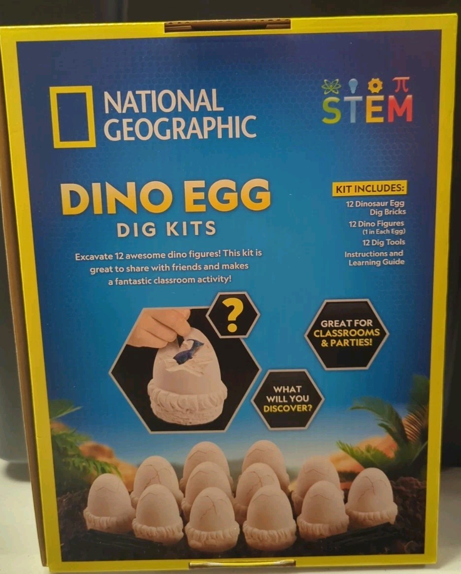 National Geographic Dinosaur Dig Kit – 12 Dino Shaped Dig Bricks With Dinosaur