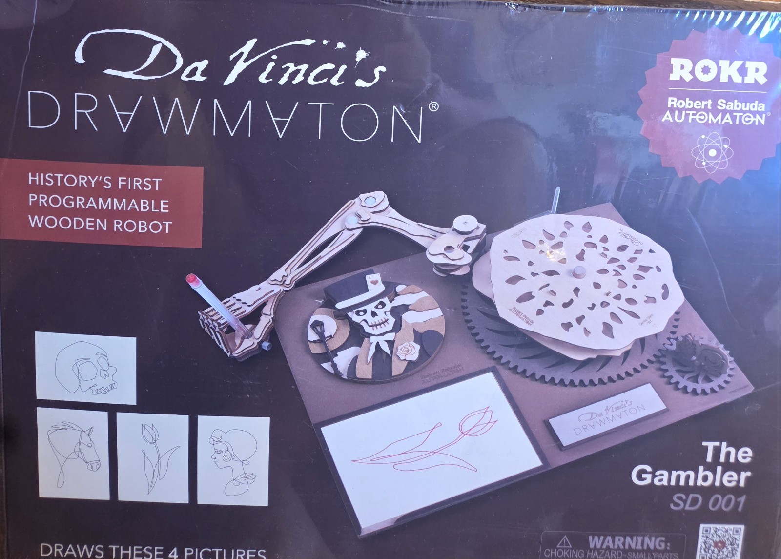 ROKR Da Vinci’s Drawmaton (The Gambler) Wooden Robot Robert Sabuda Automaton NEW