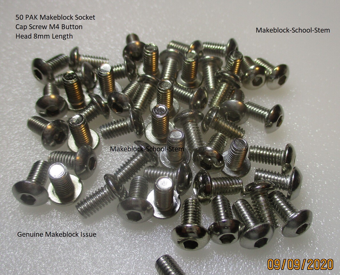 50 PAK Makeblock Socket Cap Screw M4 Button Head 8mm Length