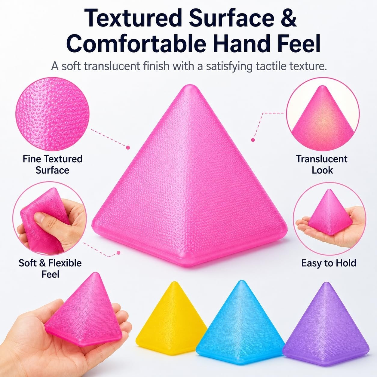 JntuJti Pyramid Squishy Squeeze Toy – Blue Stress Relief Fidget Ball
