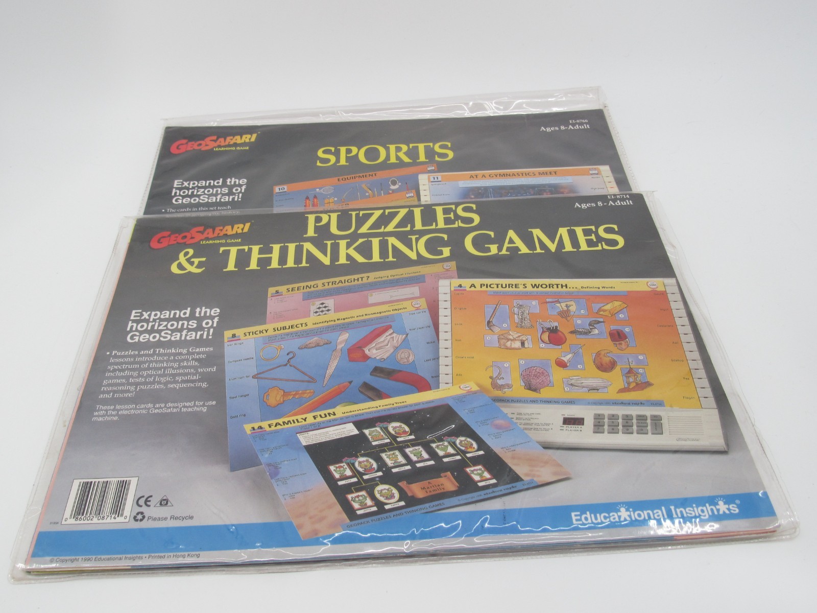 Vintage GeoSafari Educational Learning Cards Sports and Puzzles & Thinking Games