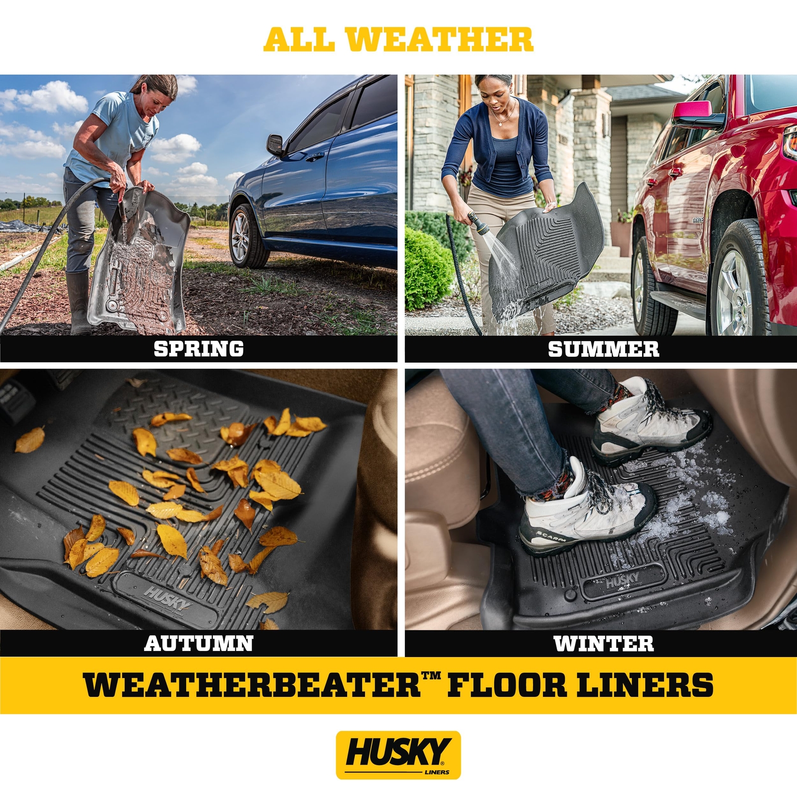 Custom Fit Husky Liners Weatherbeater Floor Mats for 2015-2022 Chevy GMC Trucks