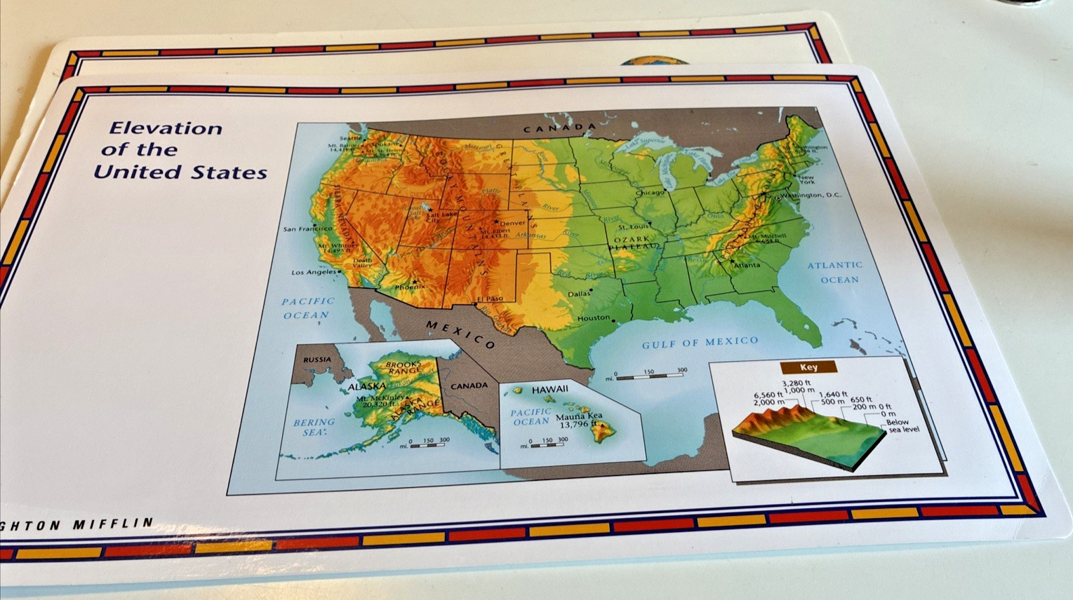 Set of 2 Houghton Mifflin Countries World Double Side Map 11”x17”, Downtown DC