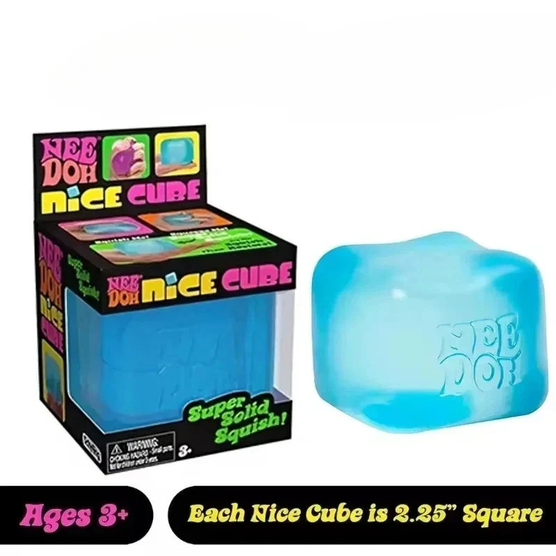 Schylling NeeDoh Nice Cube BLUE Sensory Squeeze Toy with Super Solid Squish