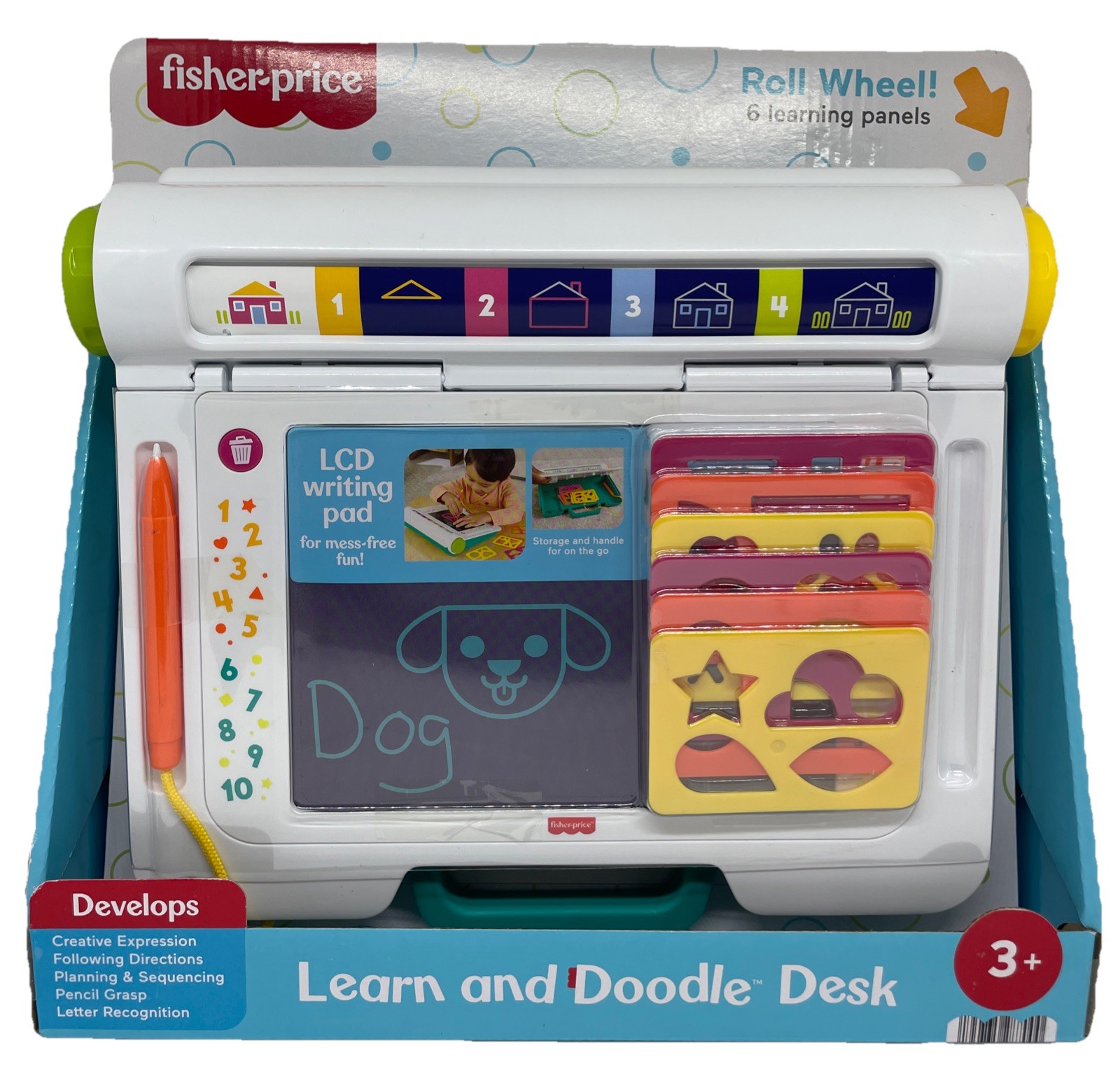 Fisher-Price Learn & Doodle Desk LCD Writing Pad 6 Learning Panels FREE SHIPPING