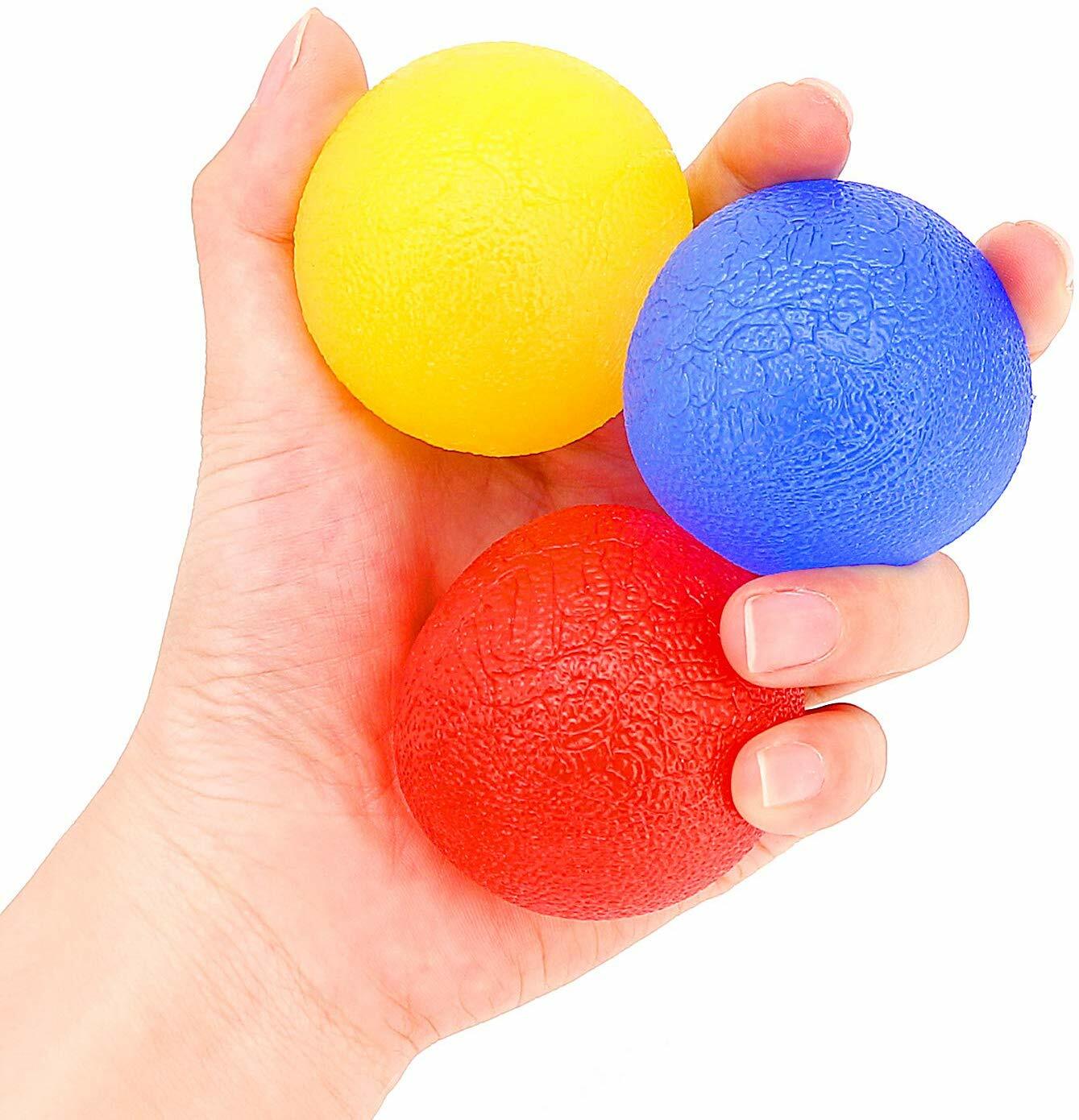 3 Pack Stress Relief Gel Squeeze Ball Exercise Finger Hand Grip Physical Therapy