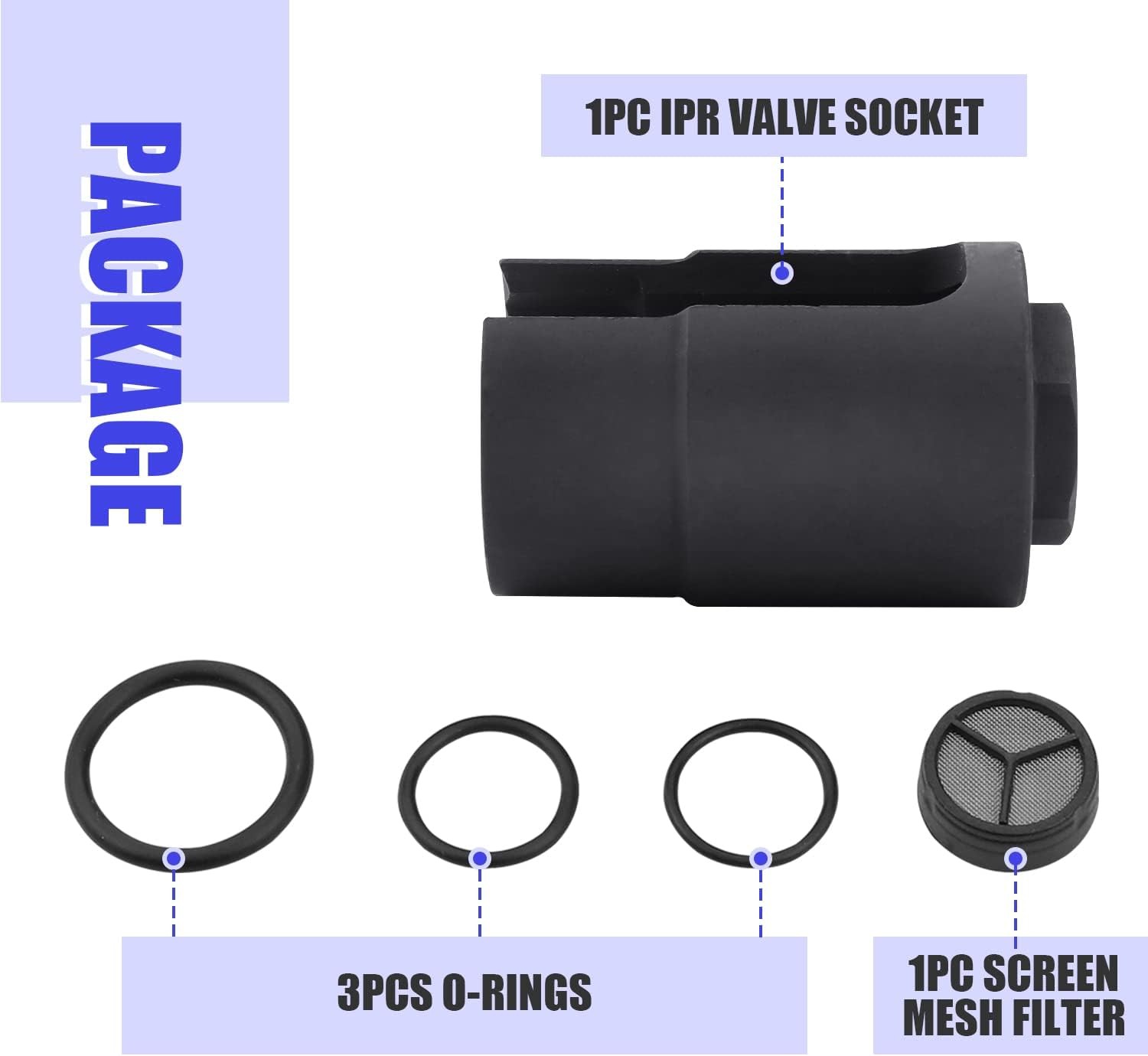 6.0 IPR Valve Socket with Seal Kit Compatible with Ford 6.0L Powerstroke-Excursi