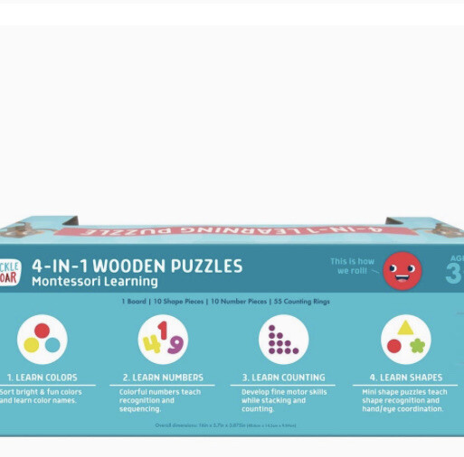 Chuckle & Roar 4 In 1 Wooden Puzzles Montessori Learning 75 Pc NIB!