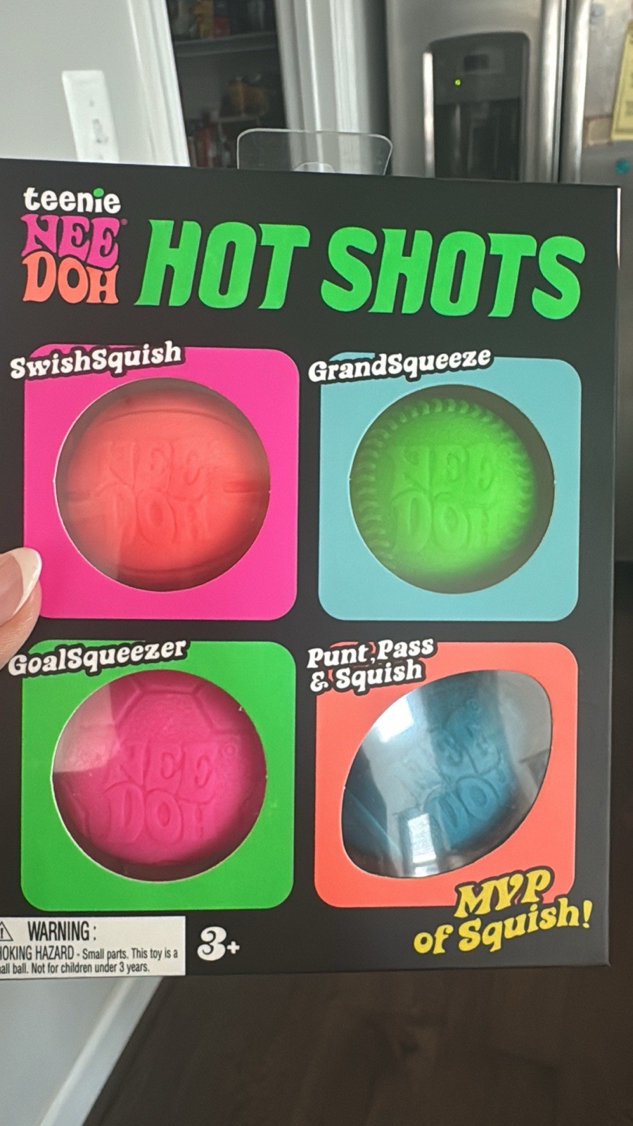 Nee Doh Teenie Hot Shots Tactile Squeeze Toys 4-Pack Pink Green Blue Orange