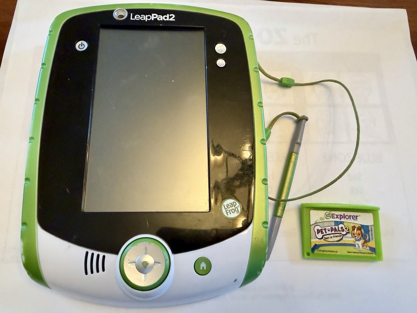 LeapFrog LeapPad 2 Explorer Tablet Green Learning System W/ Stylus, Game – WORKS