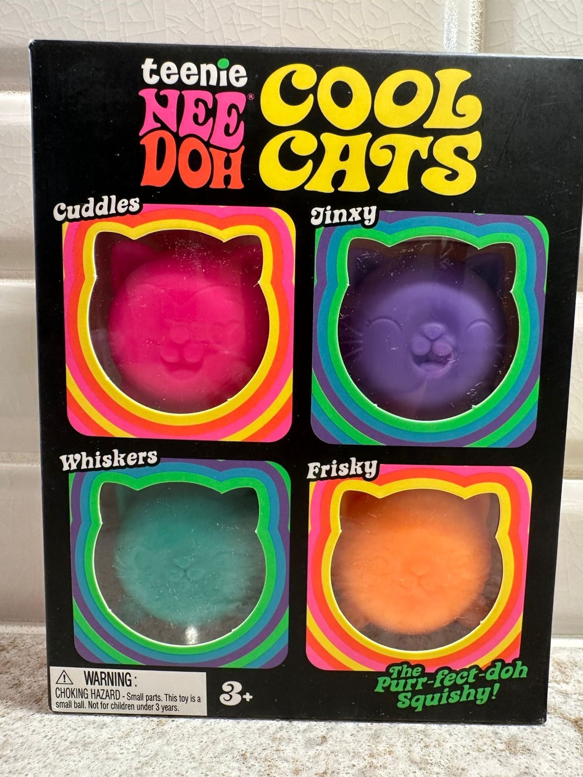 Teenie NeeDoh Cool Cats 4 Pack, Four Schylling Nee Doh Mini Cats 100% AUTHENTIC