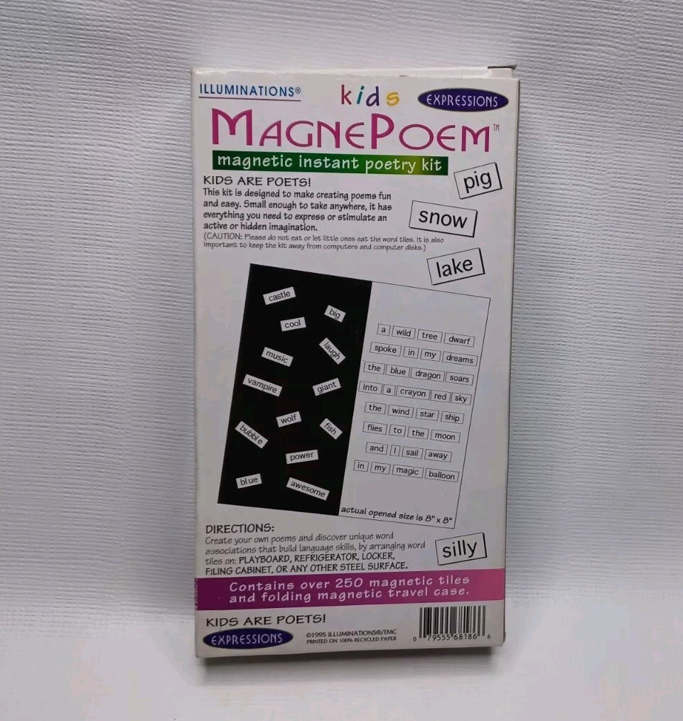 Vintage 1995 Illuminations Kids MagnePoem Magnetic Instant Poetry Kit In Travel